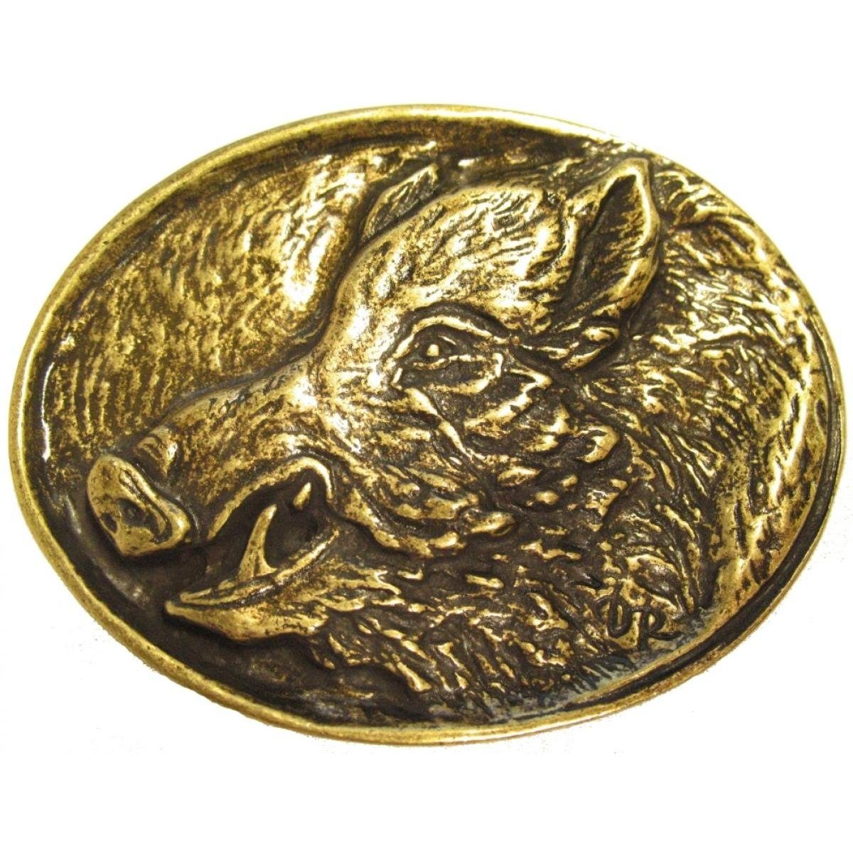 Gürtelschnalle Wildschweinkopf 4,0 cm - Buckle Wechselschließe Gürtelschließe 40mm -