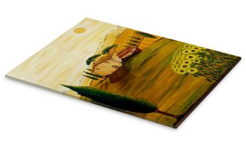 Posterlounge Acrylglasbild Christine Huwer, Sonnenblumen in der Toskana, Mediterran Malerei
