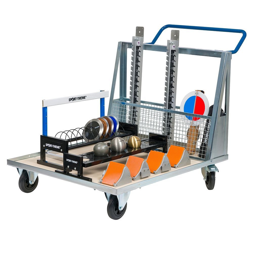Sport-Thieme Diskusscheibe Transportwagen Track & Field, Multifunktioneller Wagen für Disken, Startblöcke und Hammer