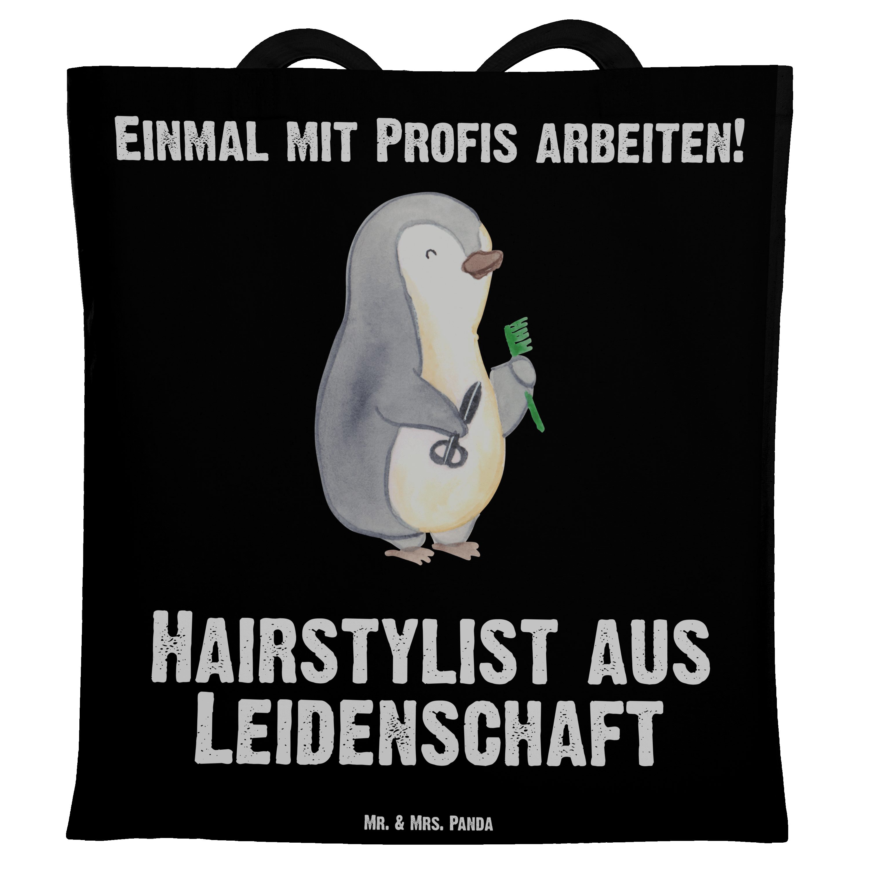 Mr. & Mrs. Panda Tragetasche Hairstylist aus Leidenschaft - Schwarz - Geschenk, Stoffbeutel, Einka (1-tlg) | Canvas-Taschen