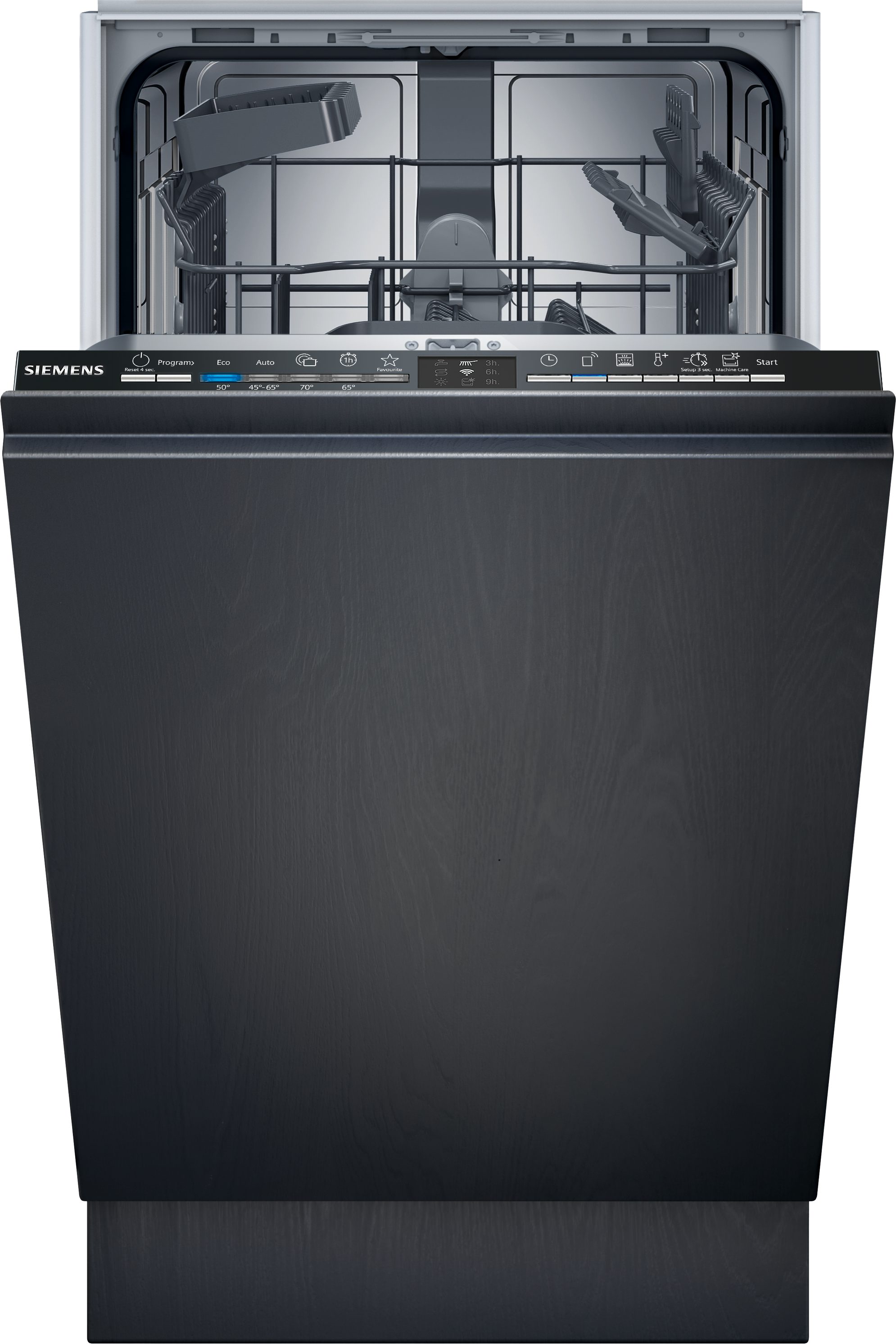 SIEMENS vollintegrierbarer Geschirrspüler iQ100 SR61HX23KE, 10 Maßgedecke, Schnelles Spülen mit varioSpeedPlus und höhenverstellbarer Korb