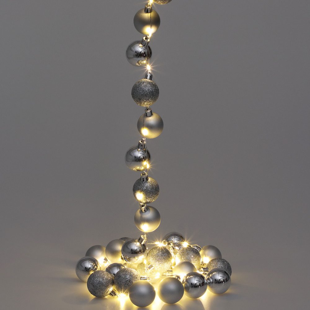 Casaria Lichterkette, LED Lichterkette 40 Weihnachtskugeln 2 m Innen Außen günstig online kaufen