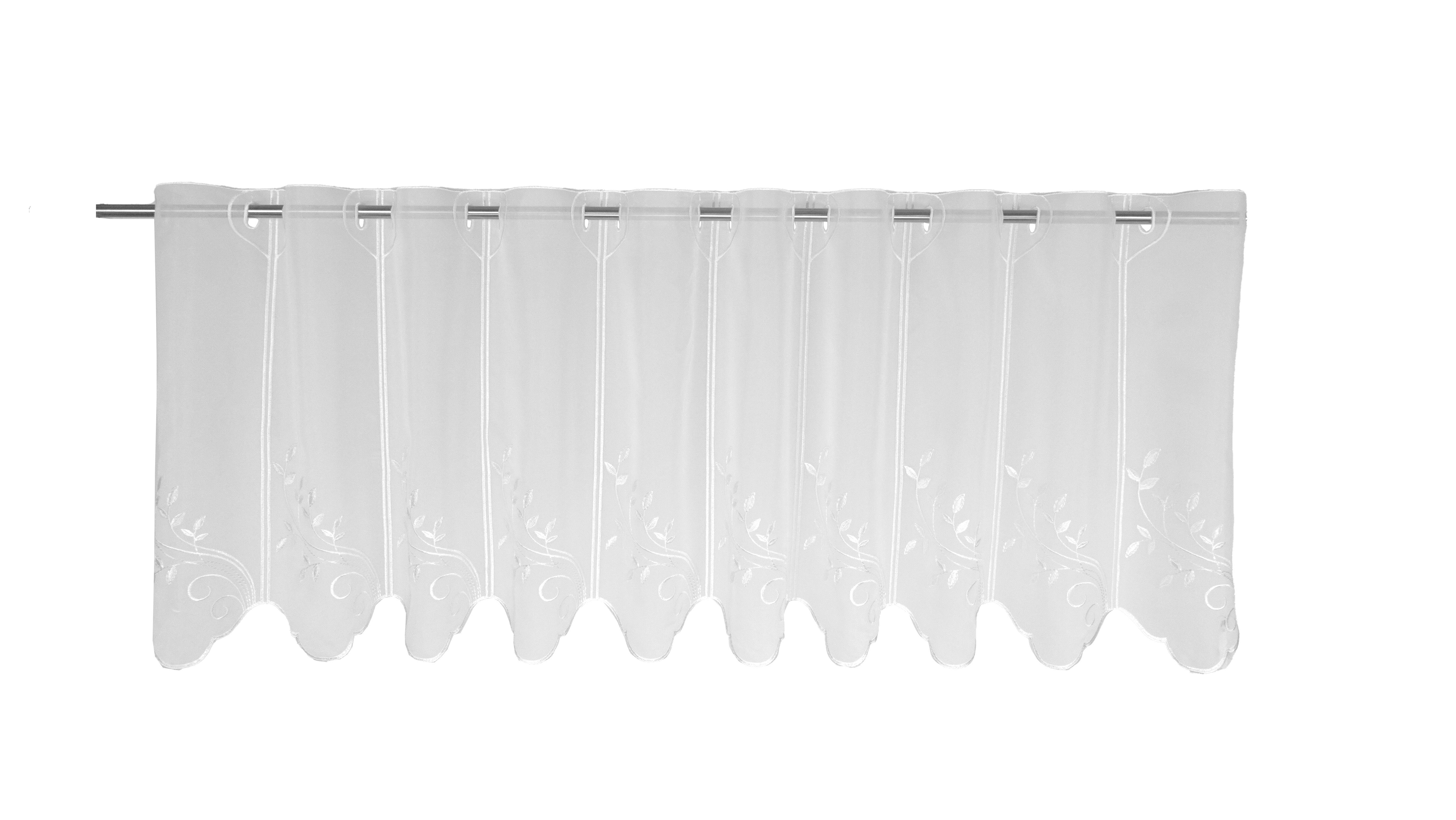Panneaux Scheibengardine bestickt mit Ranken in 2 Höhen 45/60x150cm,  Clever-Kauf-24, Stangendurchzug, transparent