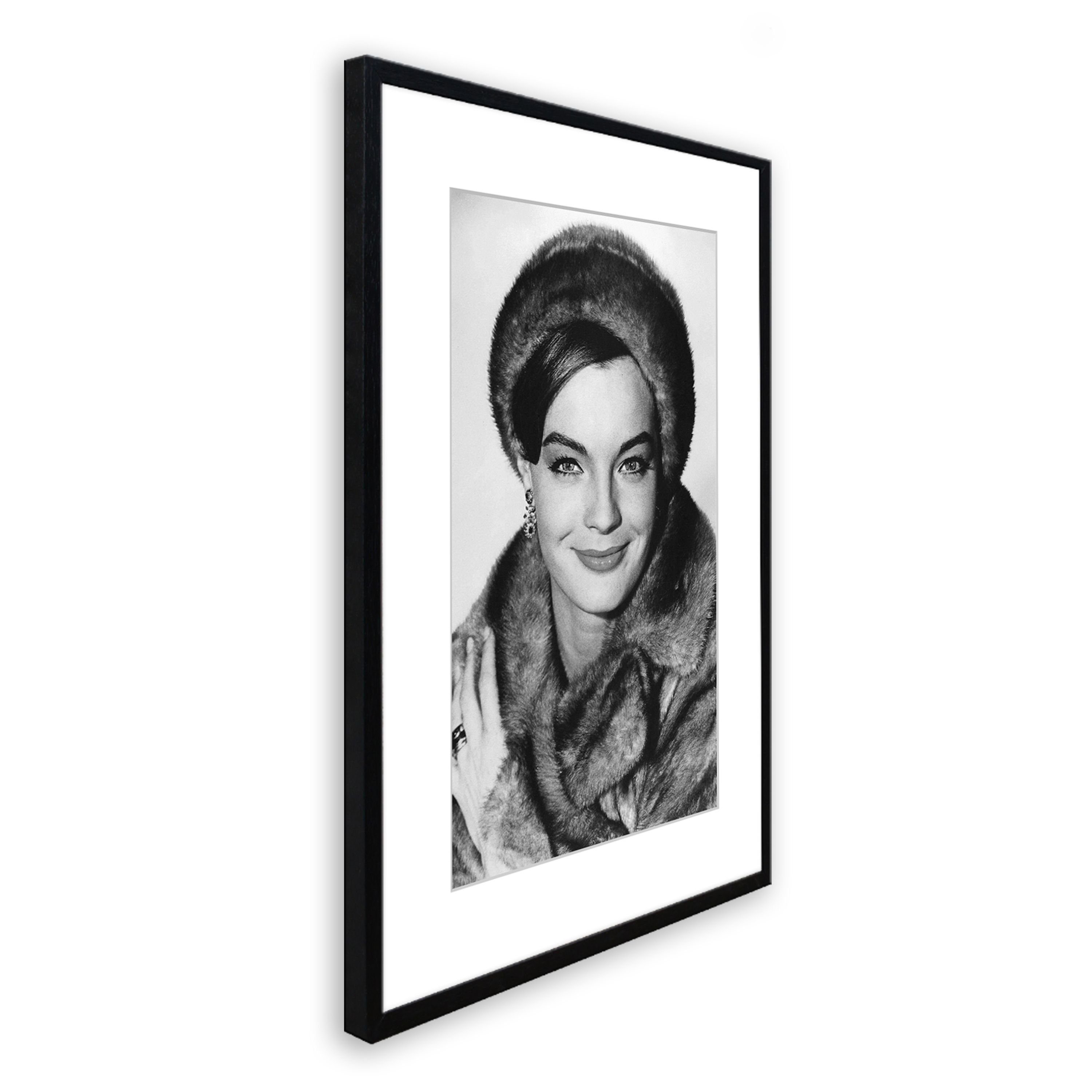 Rahmen / Poster gerahmt Romy 51x71cm Bild mit schwarz-weiß Film-Star: Romy Bild / Rahmen Schneider artissimo Schneider, mit