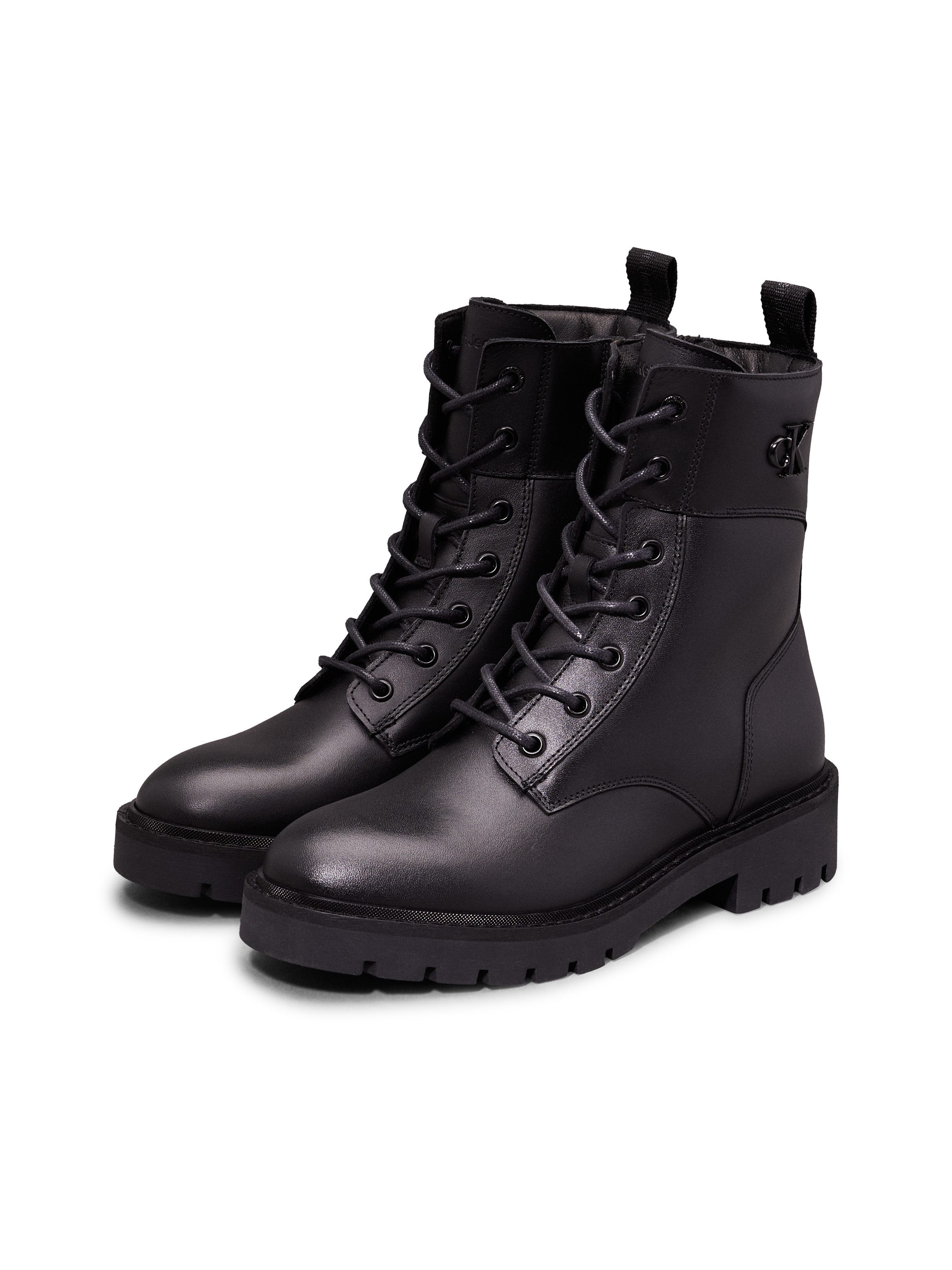 COMBAT BOOT MID ZIP LTH IN CALF Schnürboots