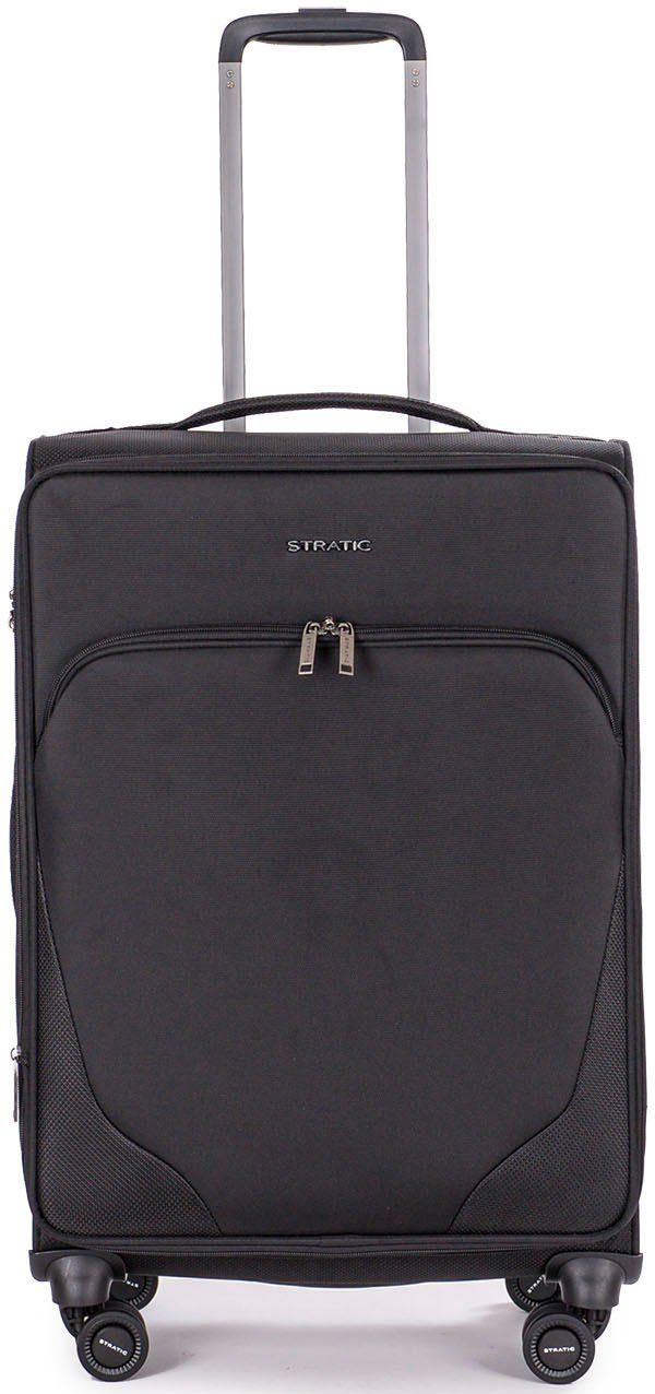 Stratic Weichgepäck-Trolley Mix M, black, 4 Rollen, Reisekoffer Reisegepäck Aufgabegepäck TSA-Zahlenschloss
