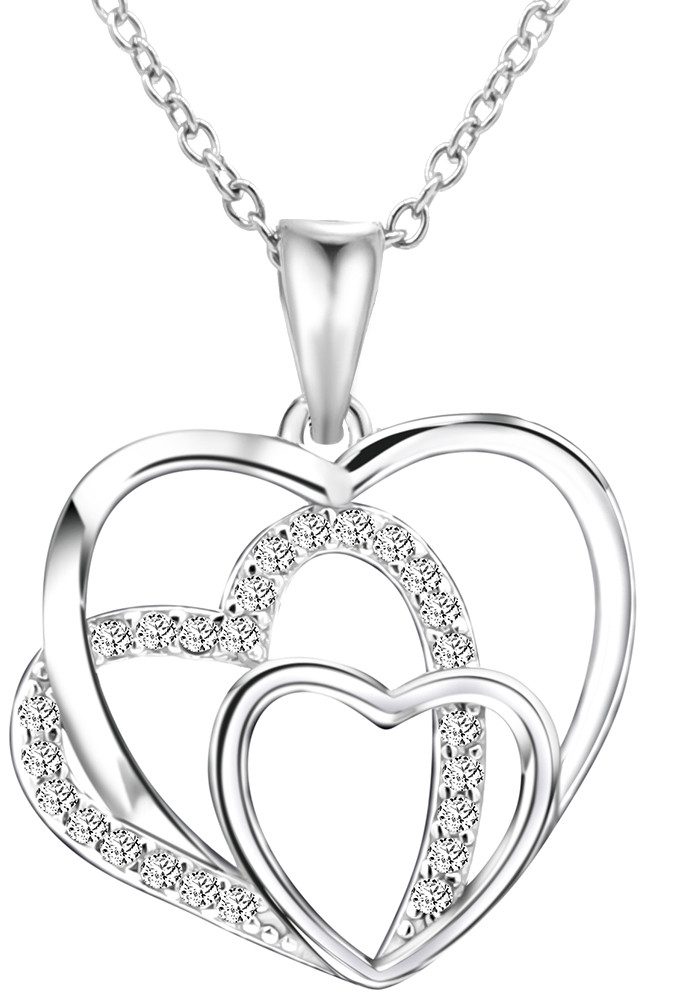 Herzkette Damen 925 Silber Kette mit Herz Anhänger Frauen Silberkette