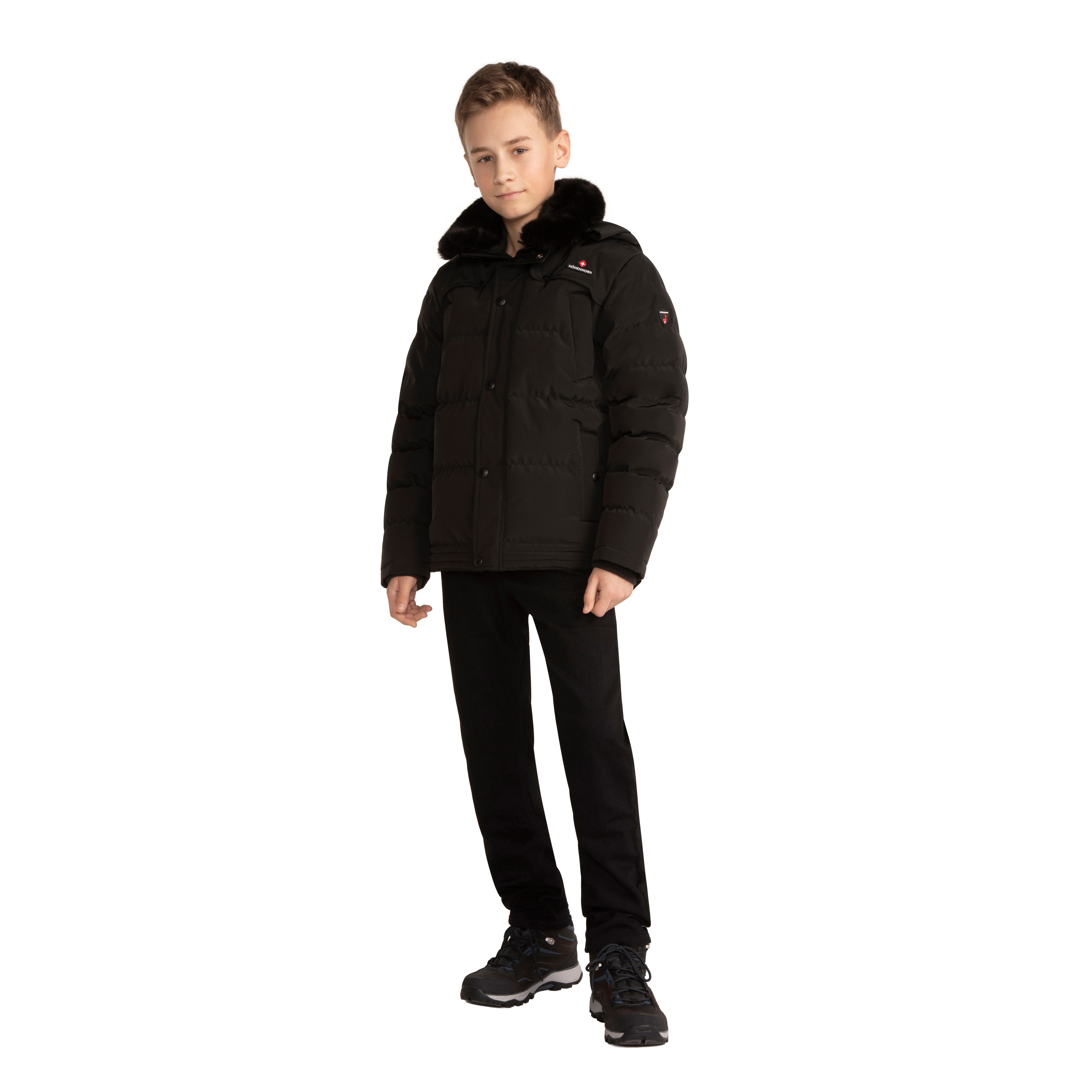 Höhenhorn Winterjacke Bergoo Kinder Winter Jacke Jungen Quilted Steppjacke Gefüttert abnehmbarer Kunstfellkragen, weiche Microfleece Innenseite – Bild 2 von 5