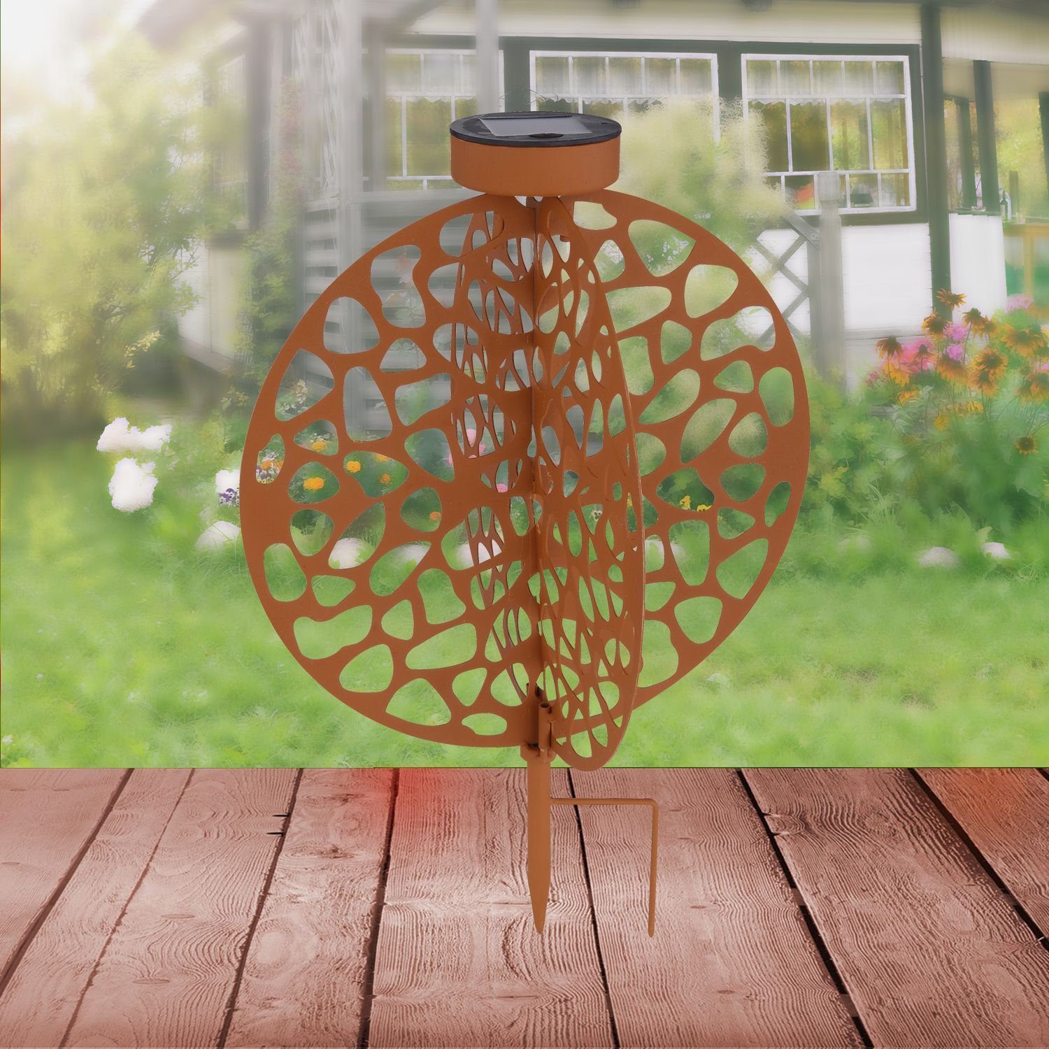 bmf-versand LED Solarleuchte Solarleuchte Garten Scheibe Solarlampe Außen Außenleuchte Solar mit, Gartenbeleuchtung, Außenlampe, LED fest integriert, warmweiß, Dekoleuchte