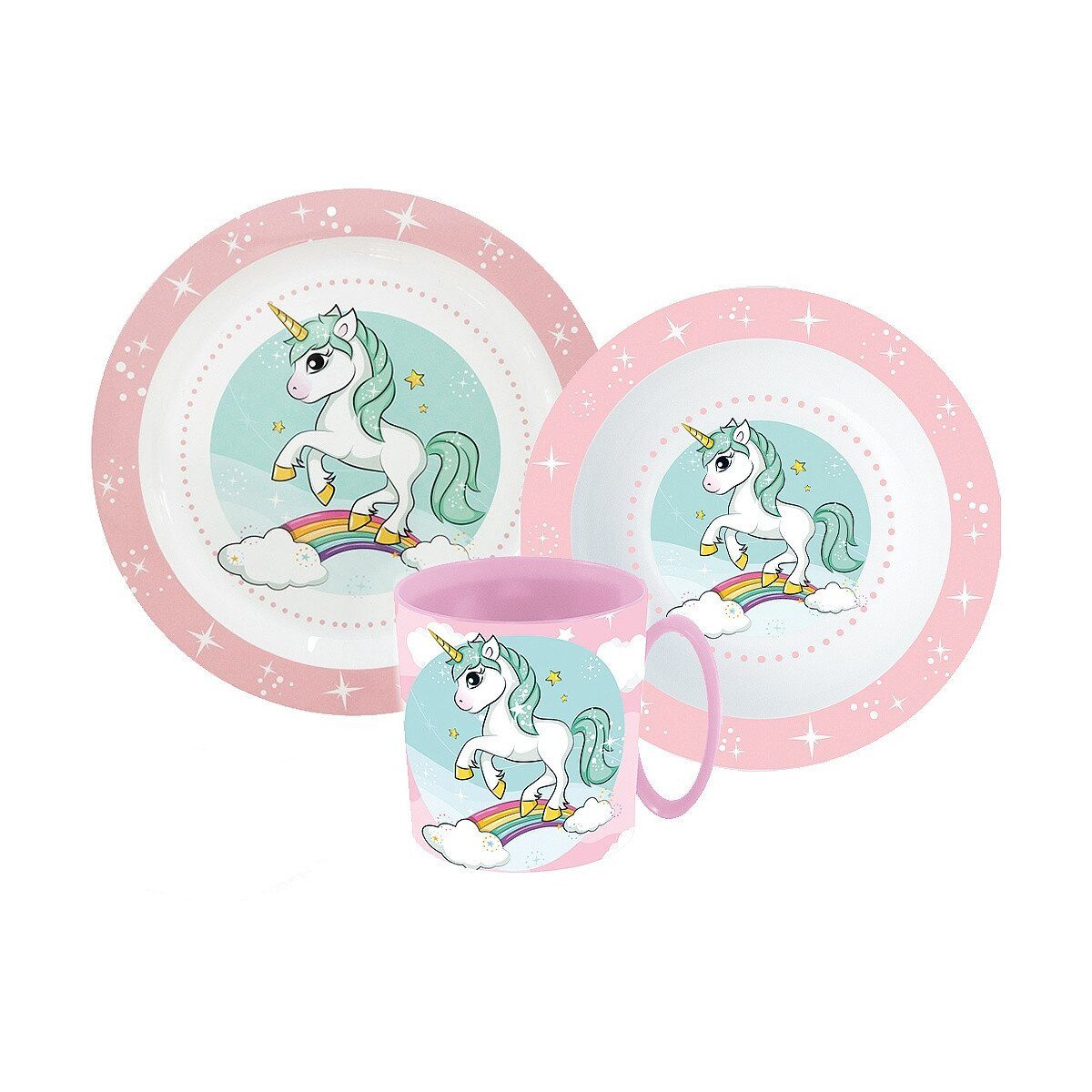 einhorn Kindergeschirr-Set Einhorn Range Geschirrset Mikro Kunststoff mit Becher