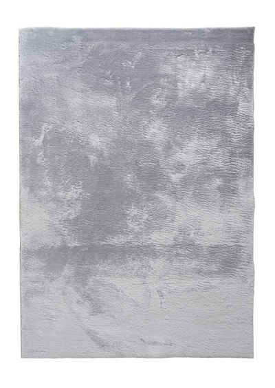 Hochflor-Teppich LOFT, 150 x 230 cm, Silbergrau, Polyester, merinos, rechteckig, Höhe: 19 mm, mit rutschhemmender Unterseite