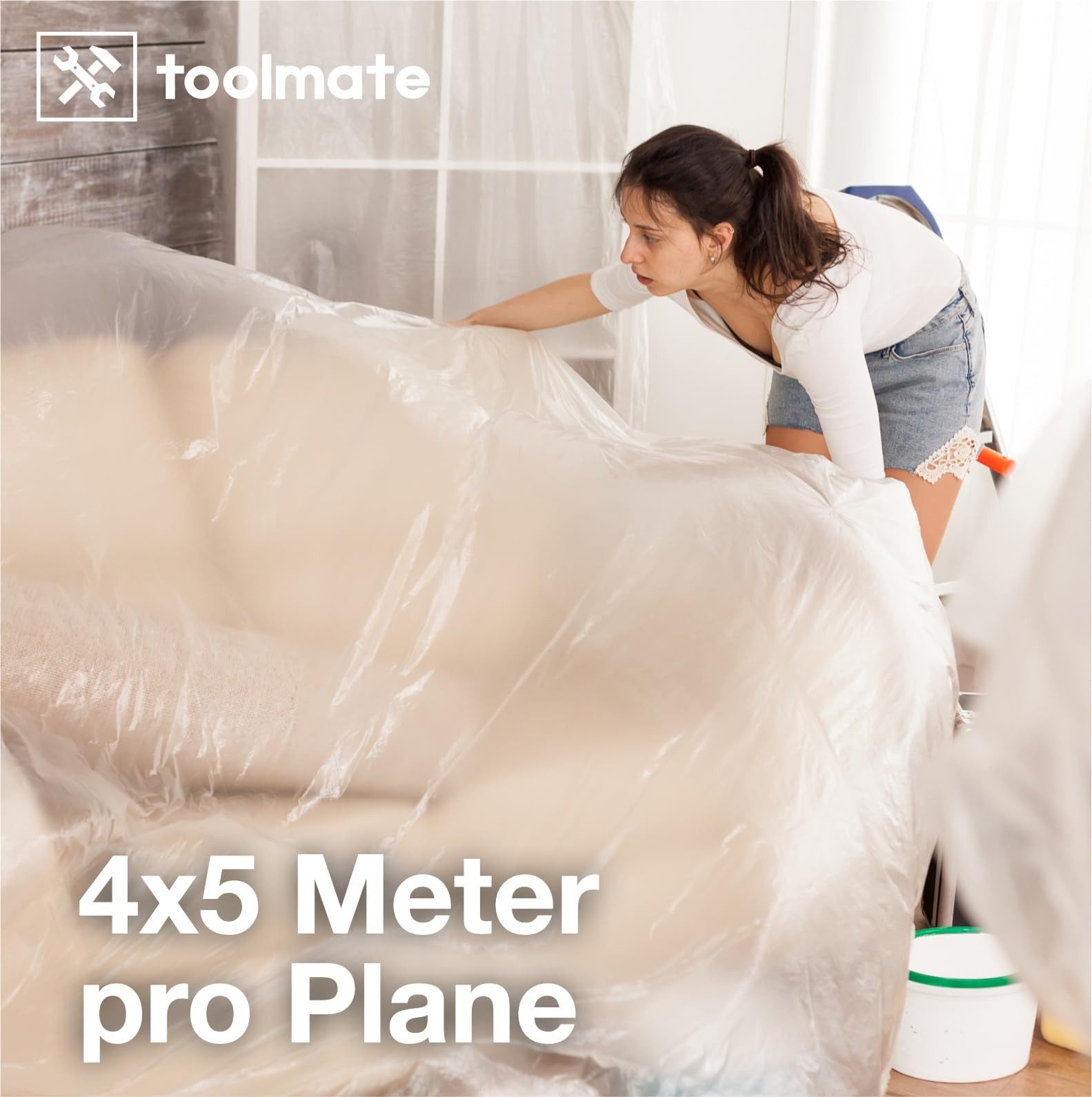 toolmate® Abdeckfolie 6x Malerfolie - 4x5 Meter & Abdeckfolie - 160 qm - Extra stark, (6er Set, 6-St., 6 Stück)