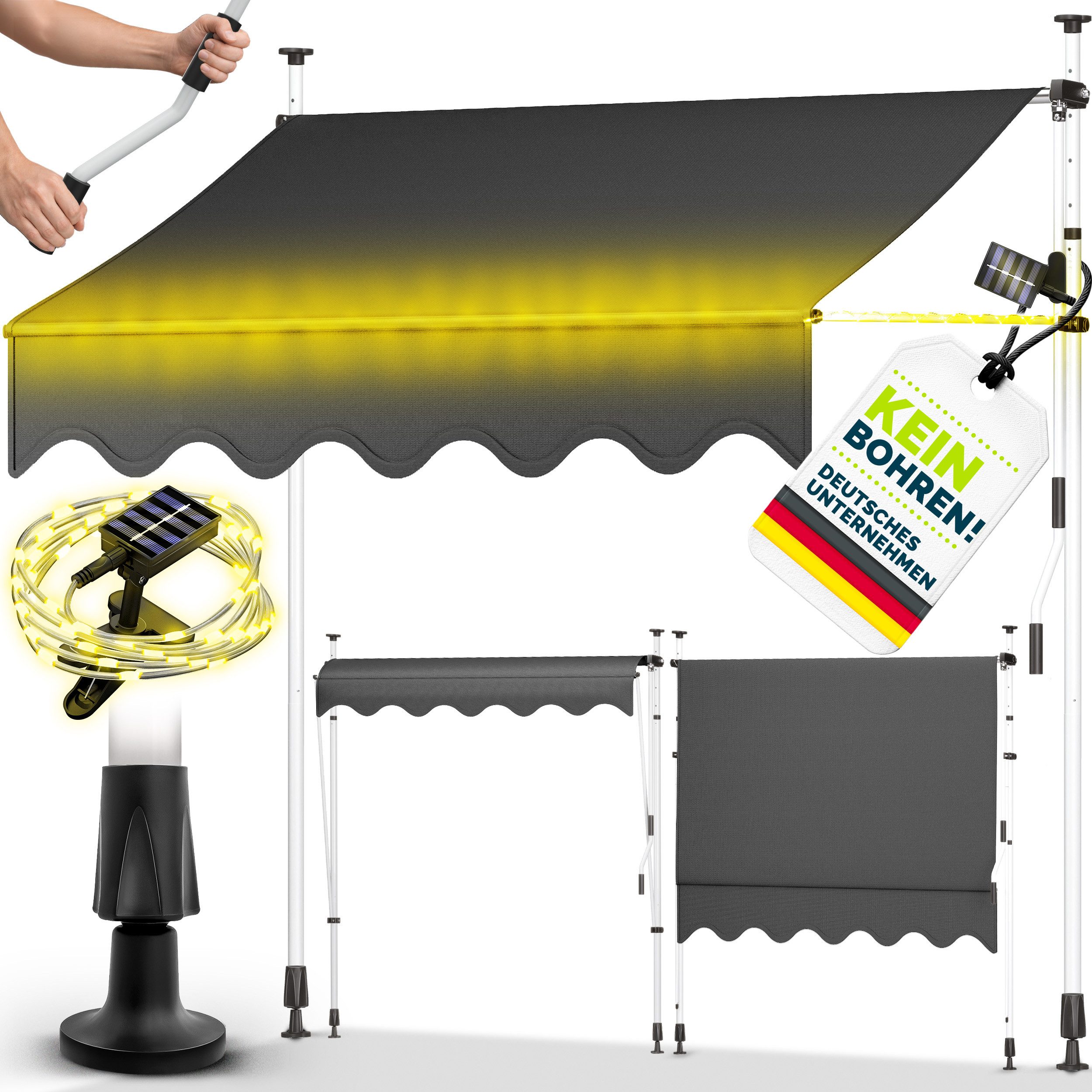 tillvex Klemmmarkise tillvex Balkonmarkise Markise Klemmmarkise Sonnenmarkise Handkurbel