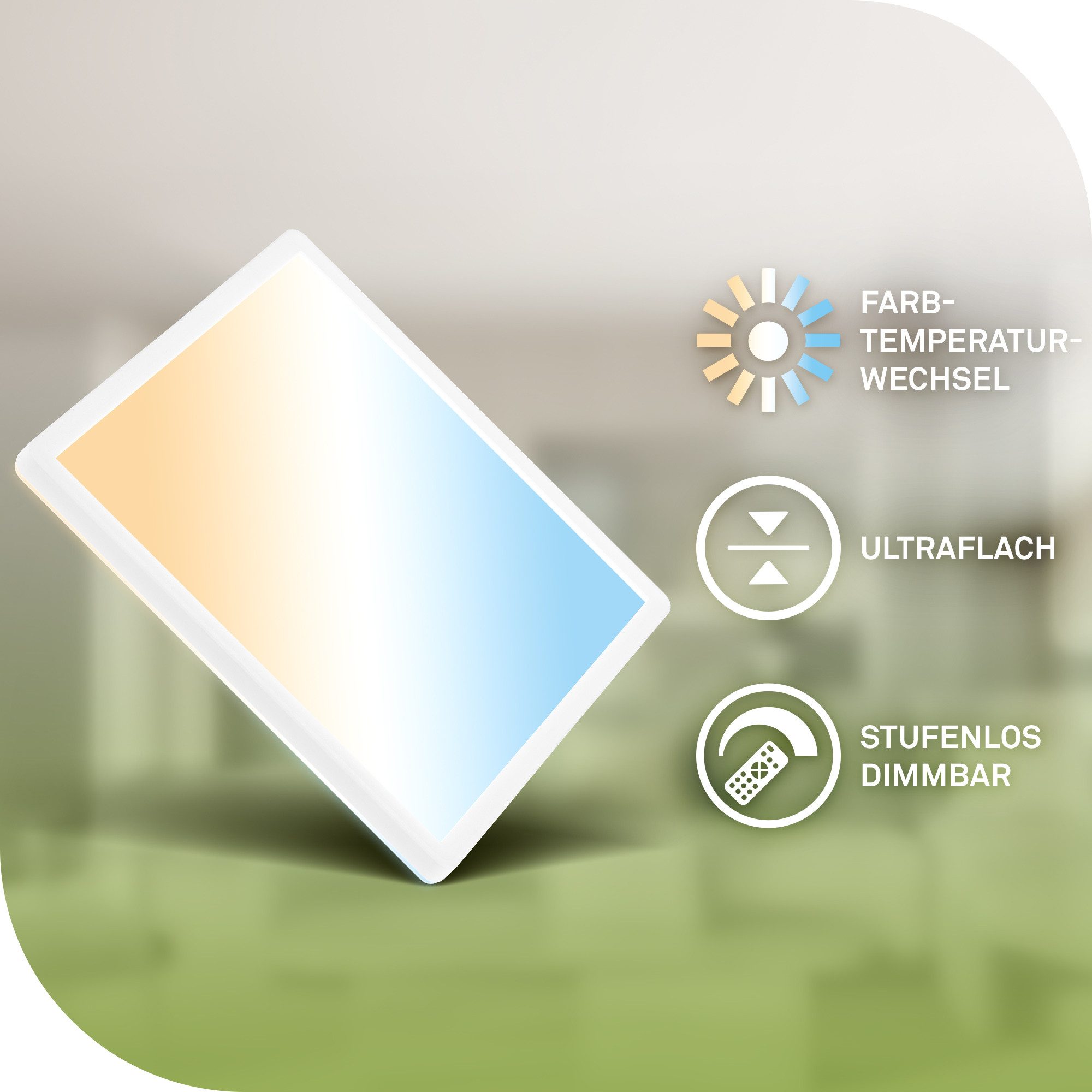 Briloner Leuchten Deckenleuchte LED PANEL Ultra Energieeffizient EEK A Deckenlampe, LED fest integriert