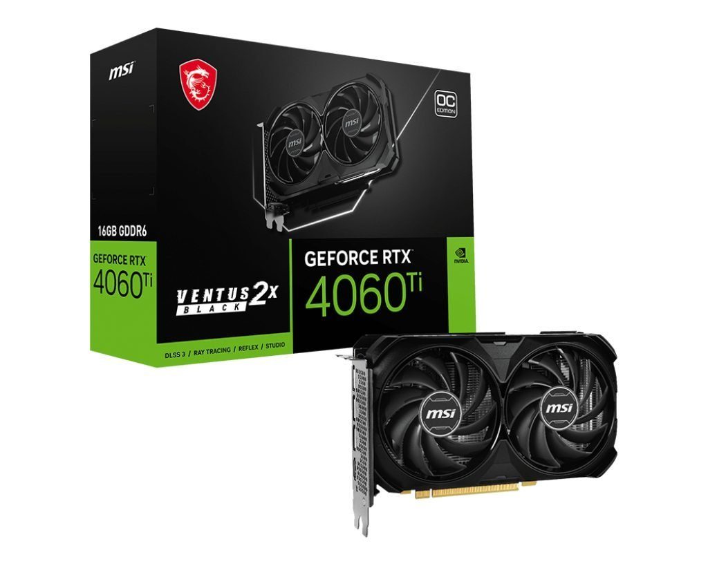 MSI RTX4060 TI Ventus 2X Black OC 16GB GDDR6 Grafikkarte