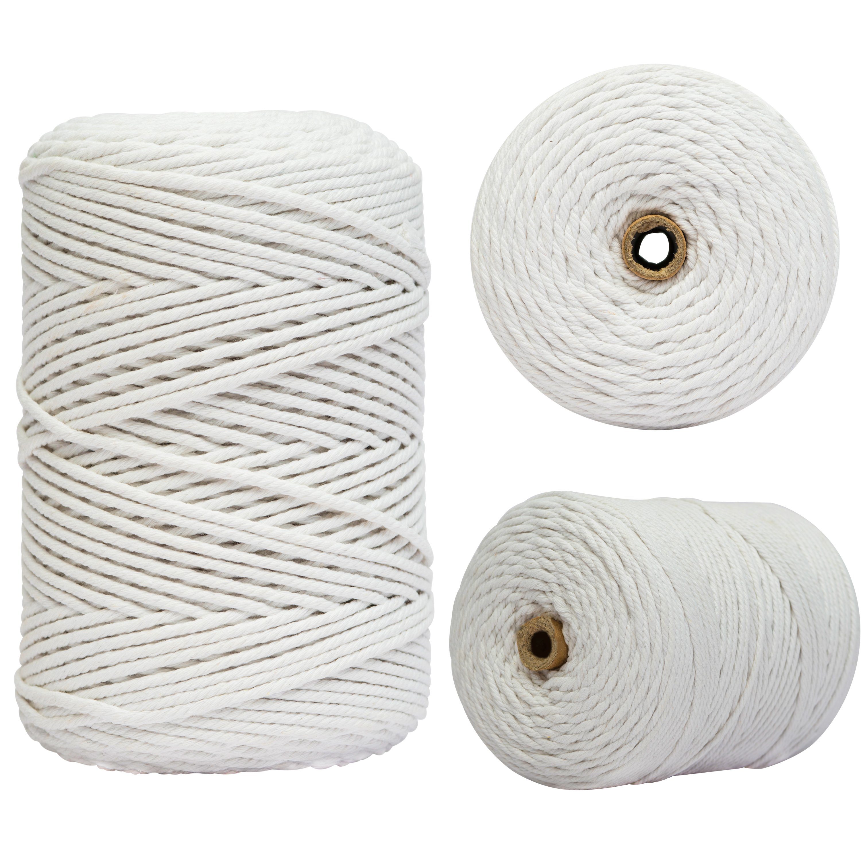 MORRENT Makramee-Garn 3mm x 300m,100% natürliche Baumwolle, superweiches garn Bastelgarn, 300,00 m