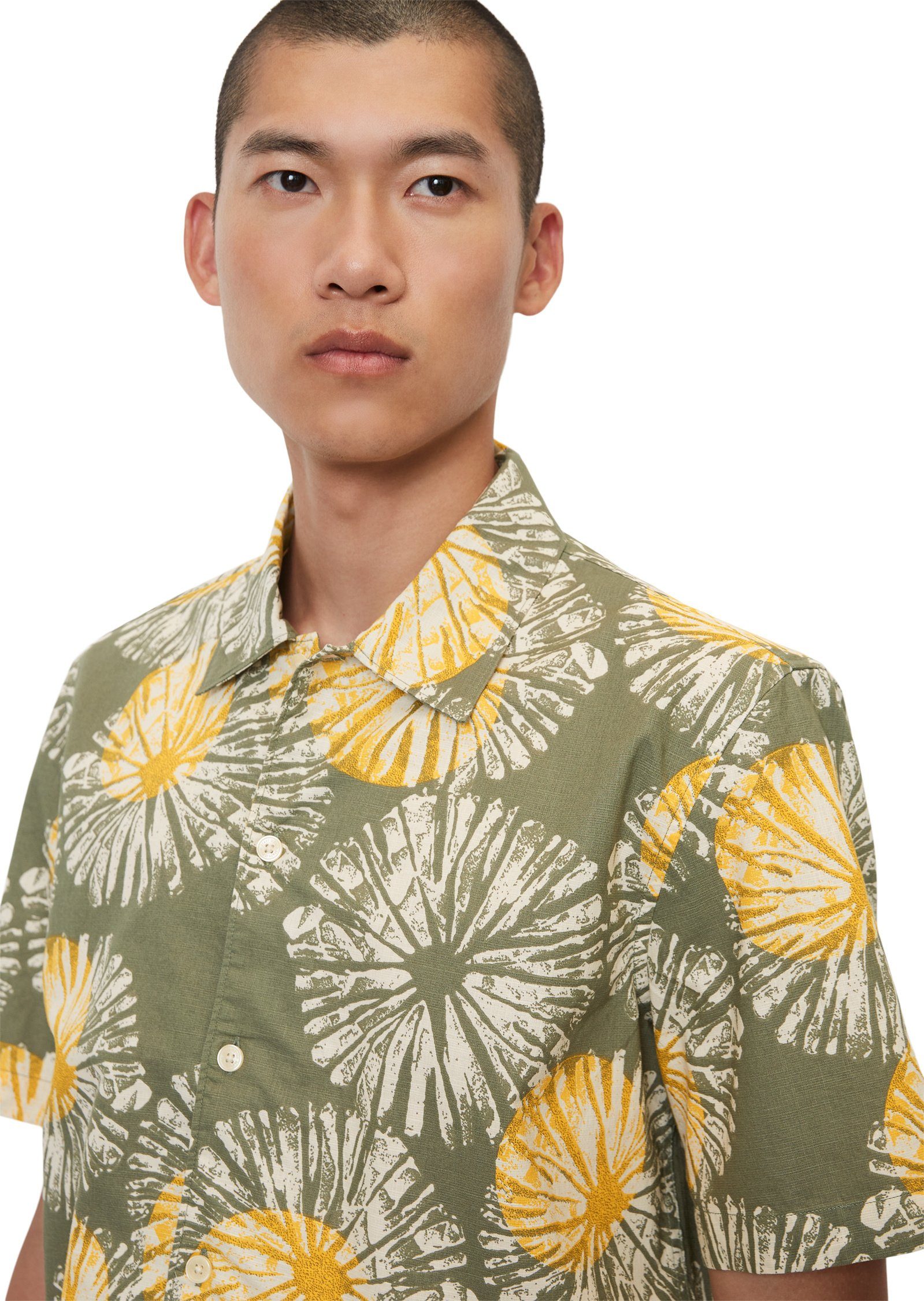 Marc O'Polo grün Kurzarmhemd mit Allover-Print sommerlichem