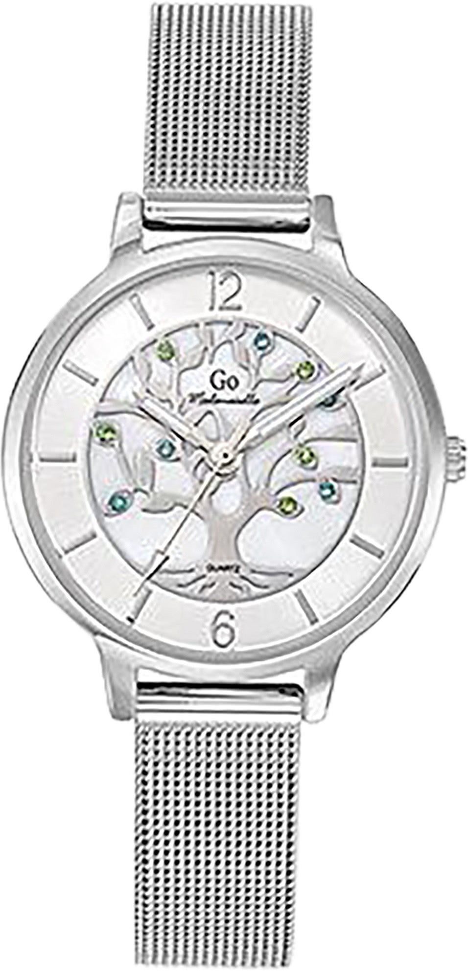 Girl Only Quarzuhr Girl Only GO Damen Armbanduhr, (Analoguhr), Damenuhr GO silber, mittel (ca. 32mm) Edelstahlarmband, Fashion-Style