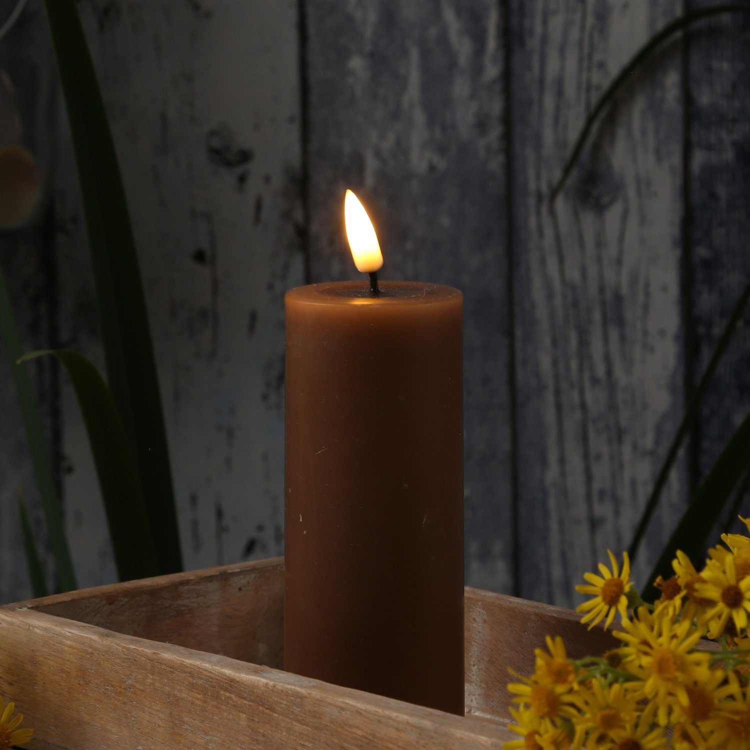 Deluxe Homeart LED-Kerze Mia Echtwachs Deluxe Wachsspiegel flackernd H: 12, günstig online kaufen