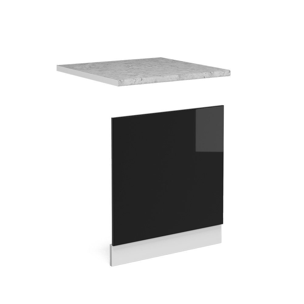 Vicco Frontblende R-Line, Schwarz Hochglanz/Weiß, 60 cm, AP Marmor (1 St)