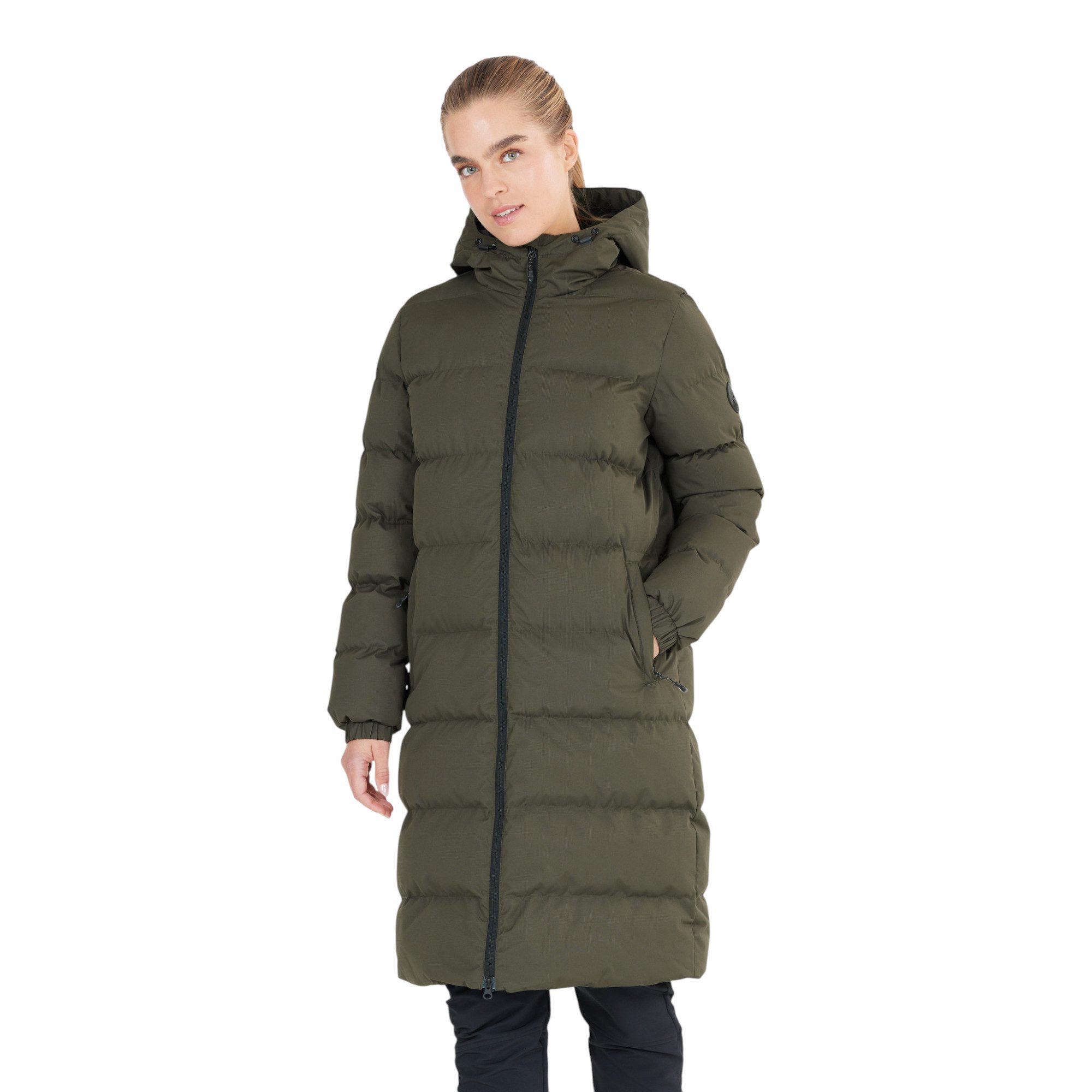 WHISTLER Steppmantel Abella Long Padded (Kapuze, warm, atmungsaktiv) olivegrün Damen