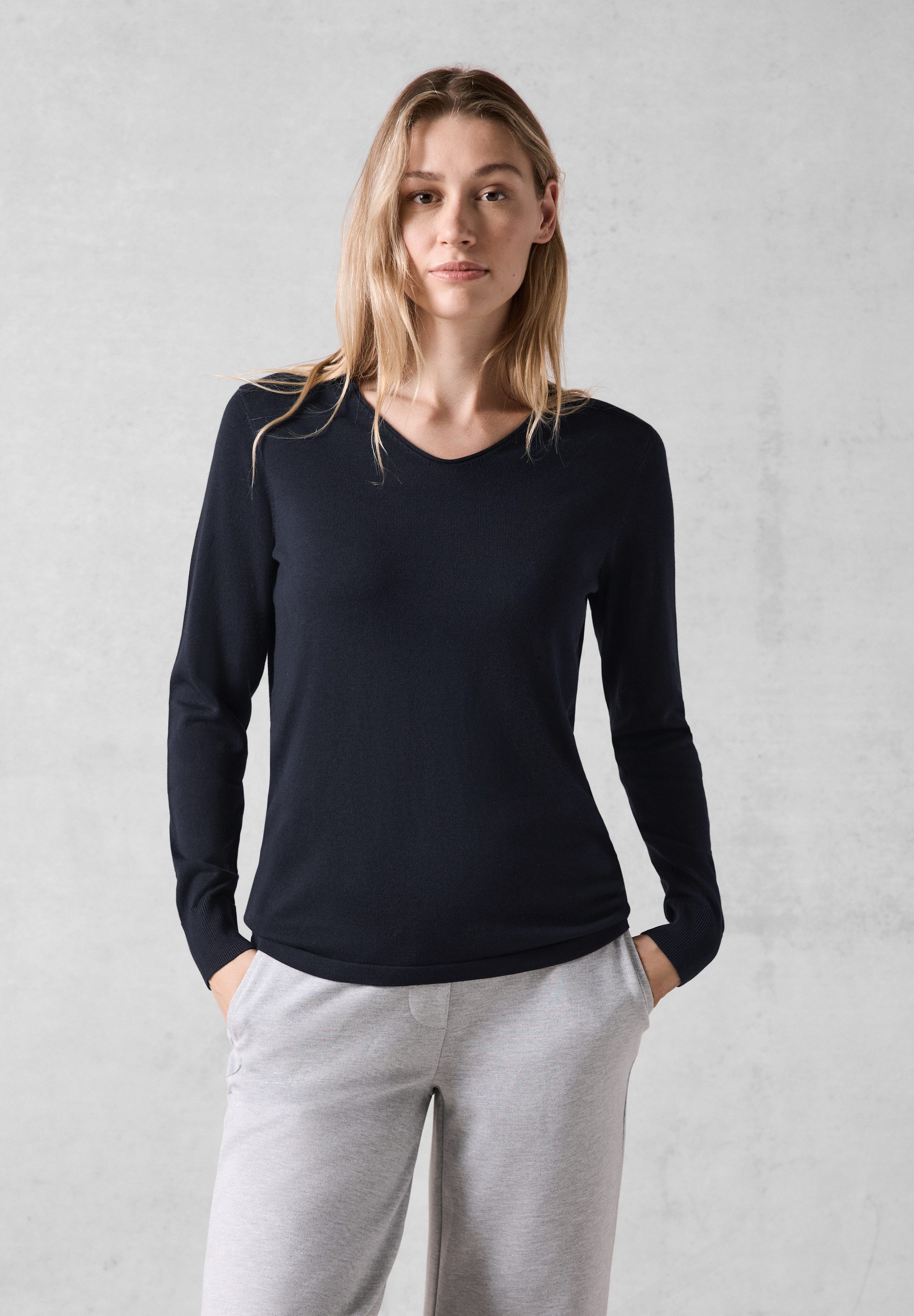 CECIL Strickpullover mit abgerundetem V-Ausschnitt günstig online kaufen