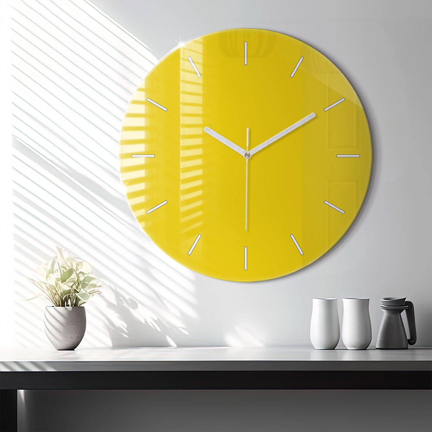 Tulup Wanduhr Glasrunde Uhr Moderne Glaswanduhr 60cm Uhr aus Gehärtetem Glas