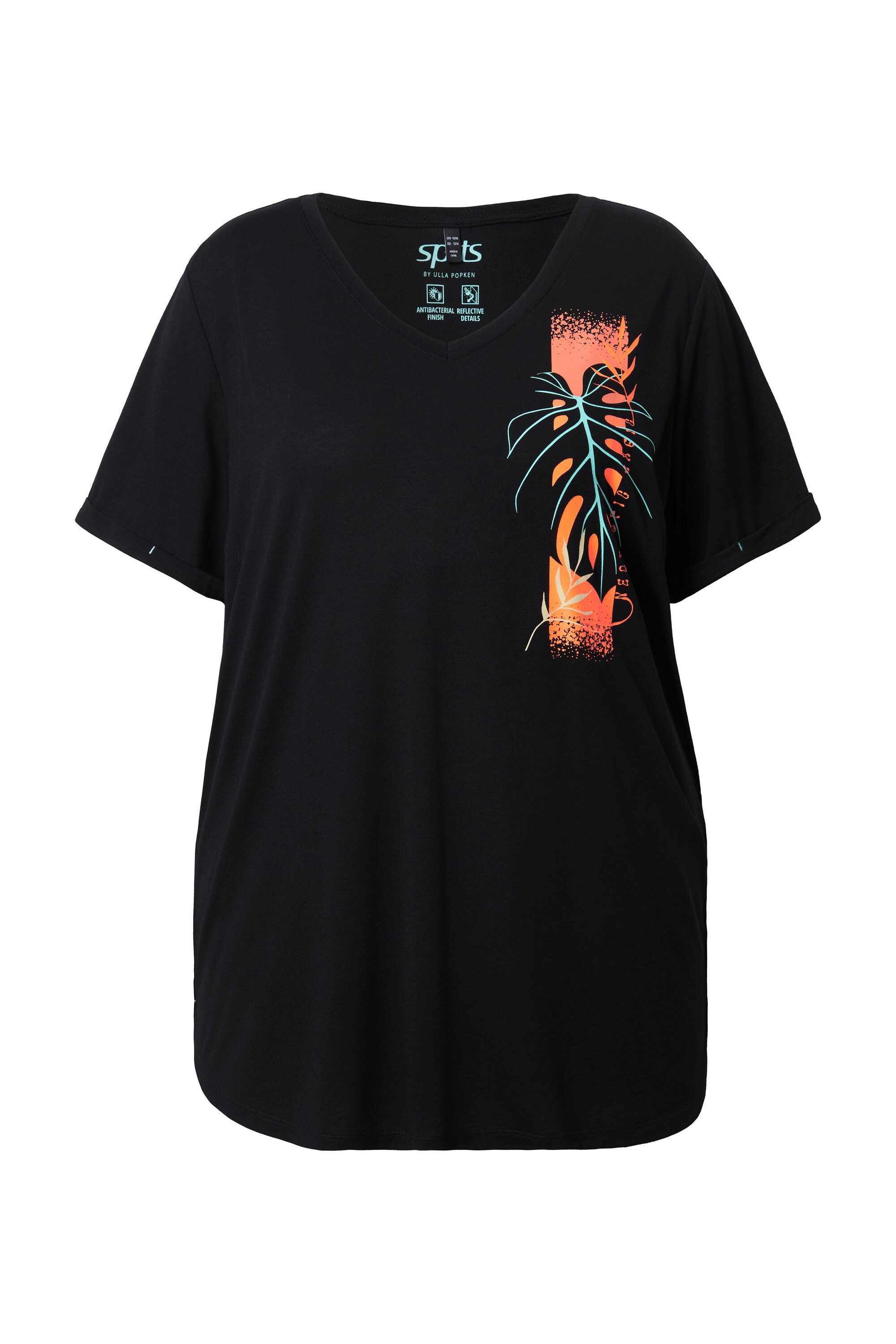 Ulla Popken T-Shirt Funktions-Shirt antibakteriell V-Ausschnitt