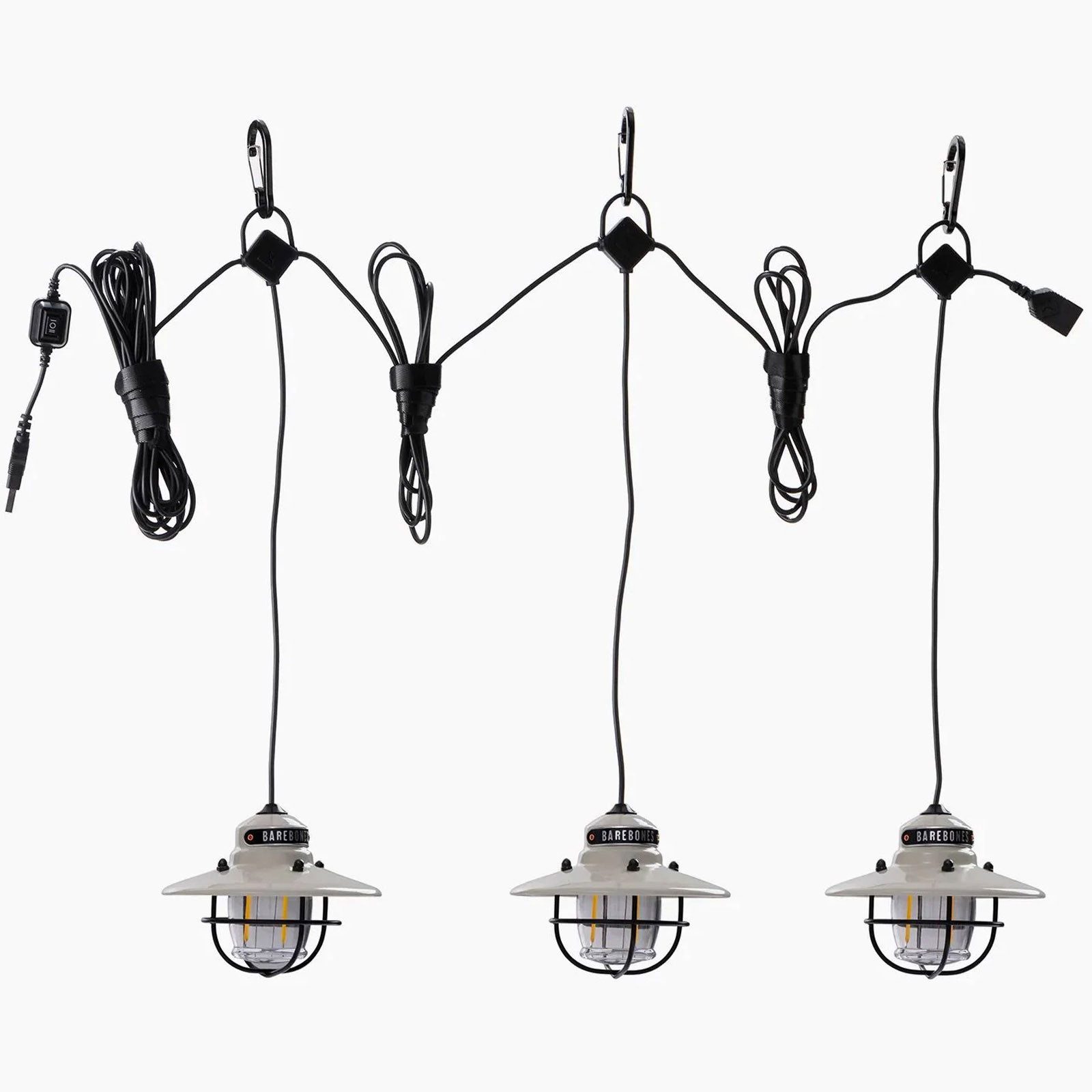 Barebones Laterne Camping Laterne Edison String Pendel, Retro Lampe Dimmbar Stahl USB LED