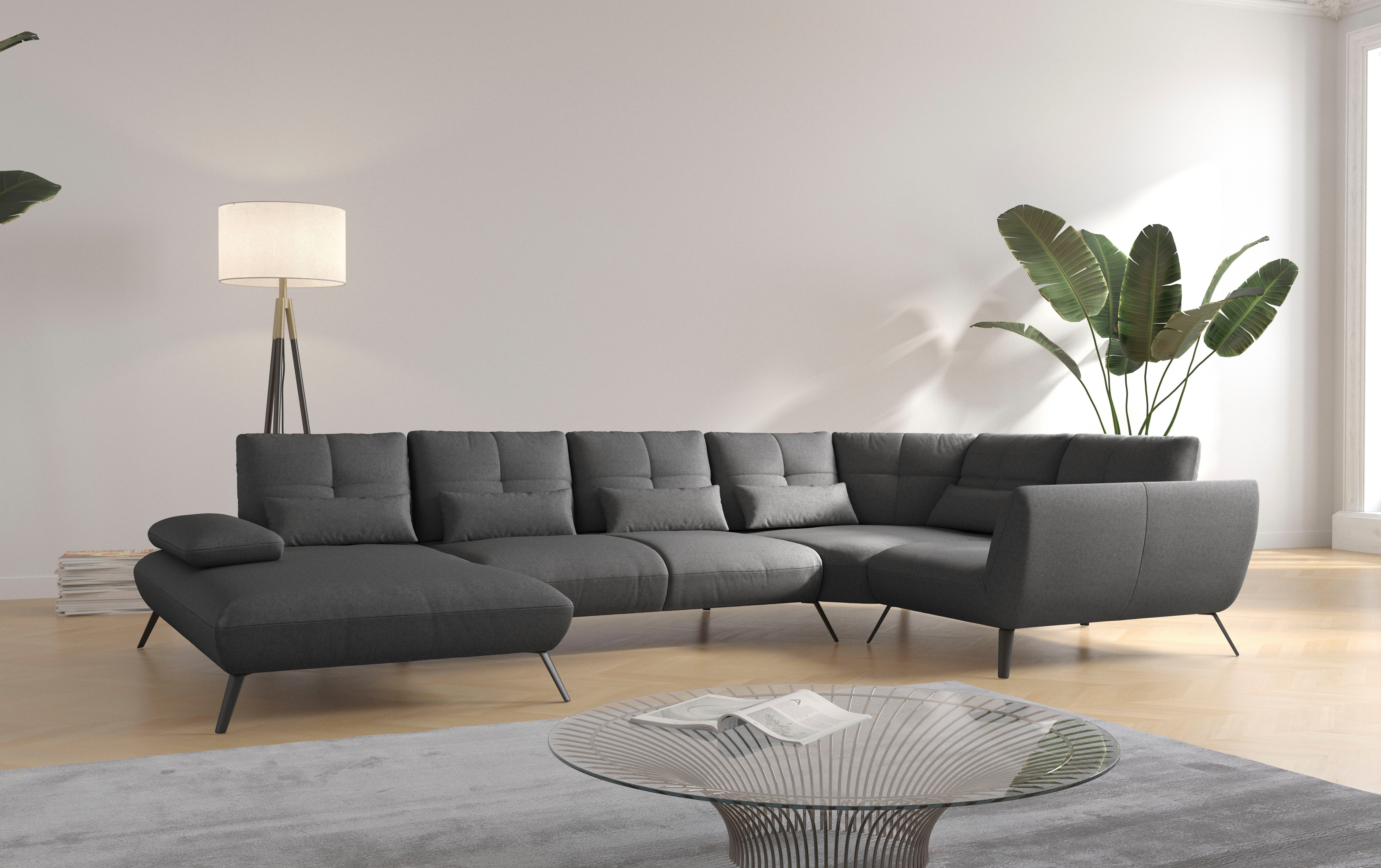 Places of Style Wohnlandschaft Mikado U-Form, inkl. Sitztiefenverstellung und Armteilverstellung