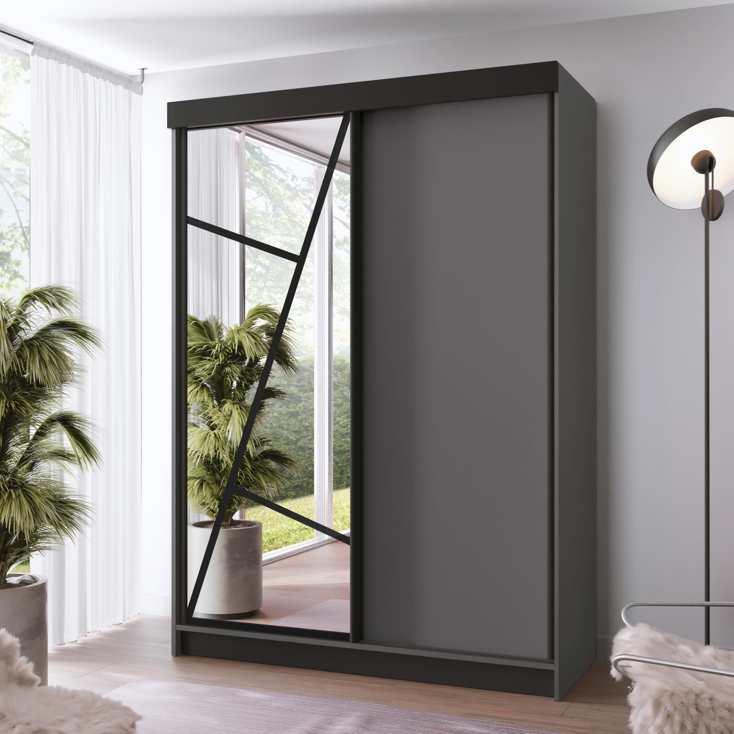 KIER FURNITURE Schwebetürenschrank Schrank Schlafzimmer VENA, Kleiderschränke – 138x205x59 cm