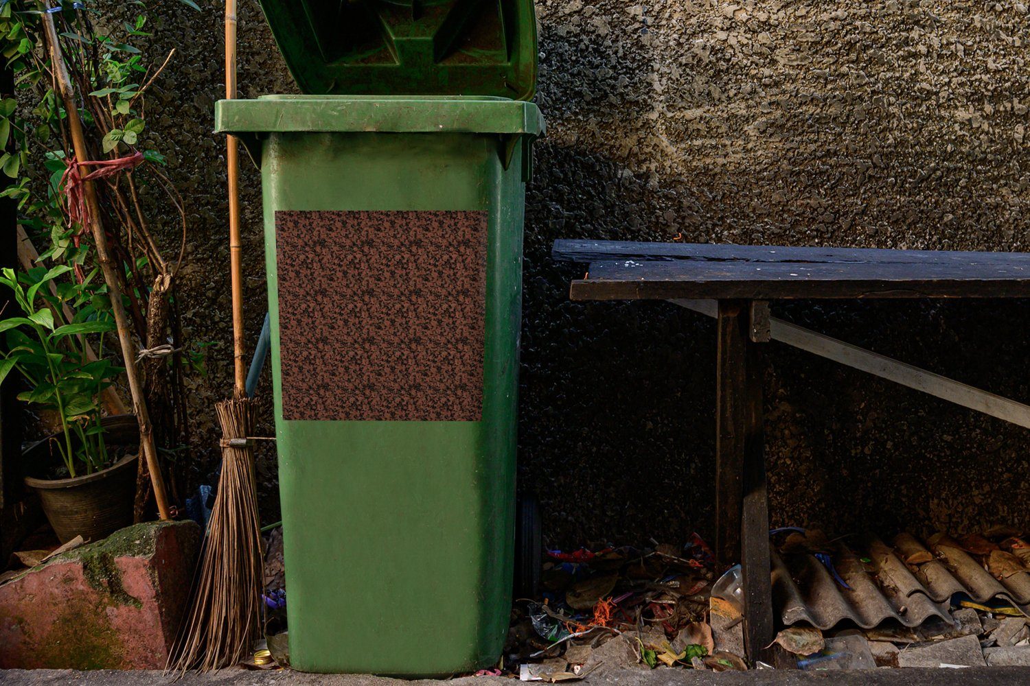 Mülleimer-aufkleber, MuchoWow Mülltonne, Wandsticker Container, (1 Sticker, Abfalbehälter Granit St), Muster - Textur -
