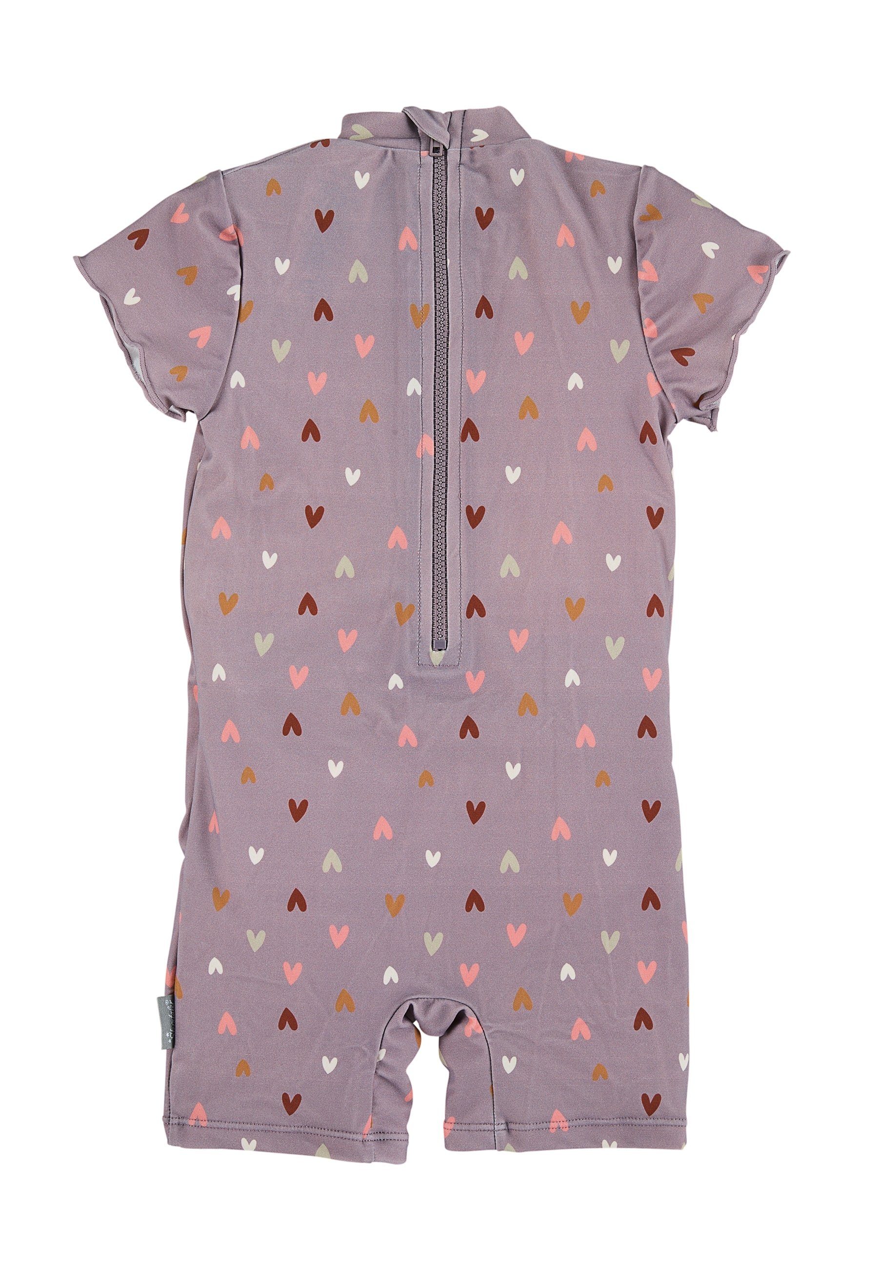 Sterntaler® Badeanzug UV-Schutz 50+ Schwimmanzug Herz (1-St., Kinderbadeanzug mit Flügelärmeln, Babyschwimmanzug gemustert) Schwimmanzug mit Reißverschluss und Stehkragen, Baby Badeanzug