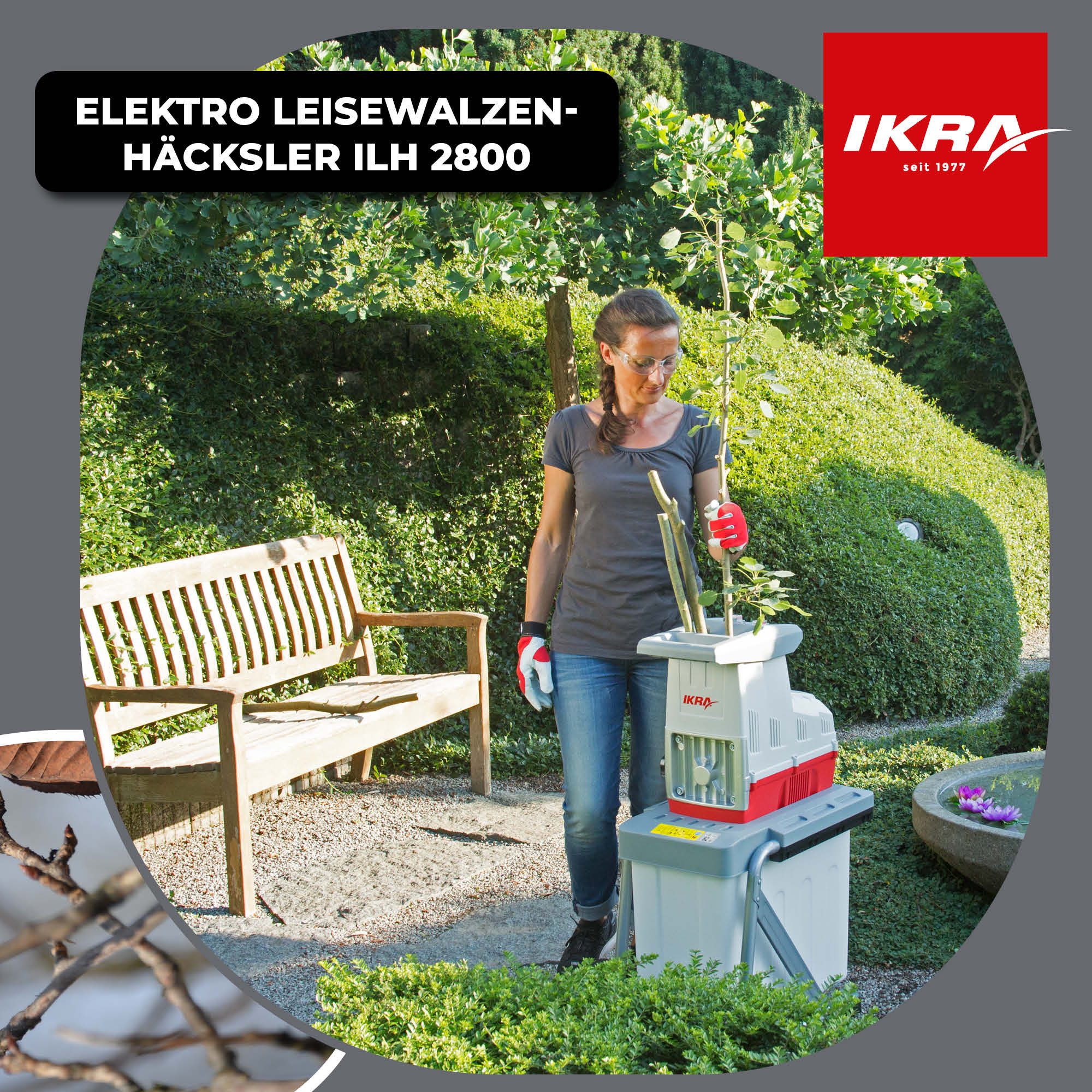 ikra GmbH Häcksler ILH 2800, 4,4 cm max. Astdurchmesser, (inkl. Stopfer & Fangkorb 60 Liter), 2800 W, Walzenhäcksler