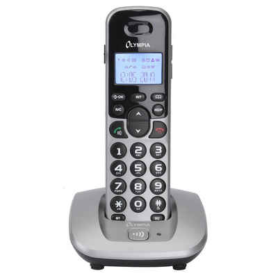 OLYMPIA OFFICE DECT 5000 Schnurloses DECT-Telefon (große Tasten, kabellos, Festnetz, Senioren Rentner Telefon, silber)