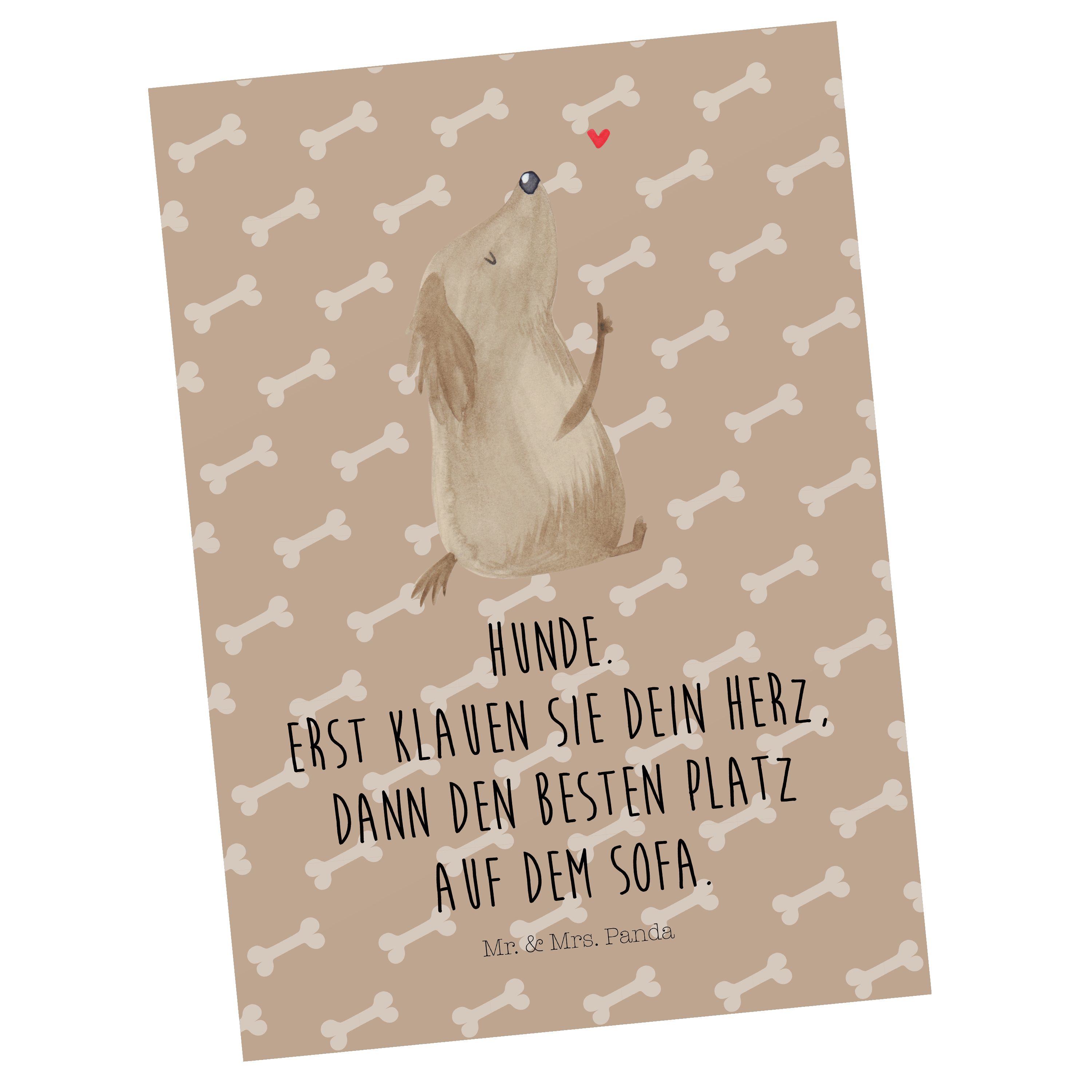 Mr. & Mrs. Panda Postkarte Hund Liebe - Hundeglück - Geschenk, Herz, niedlich, Einladungskarte