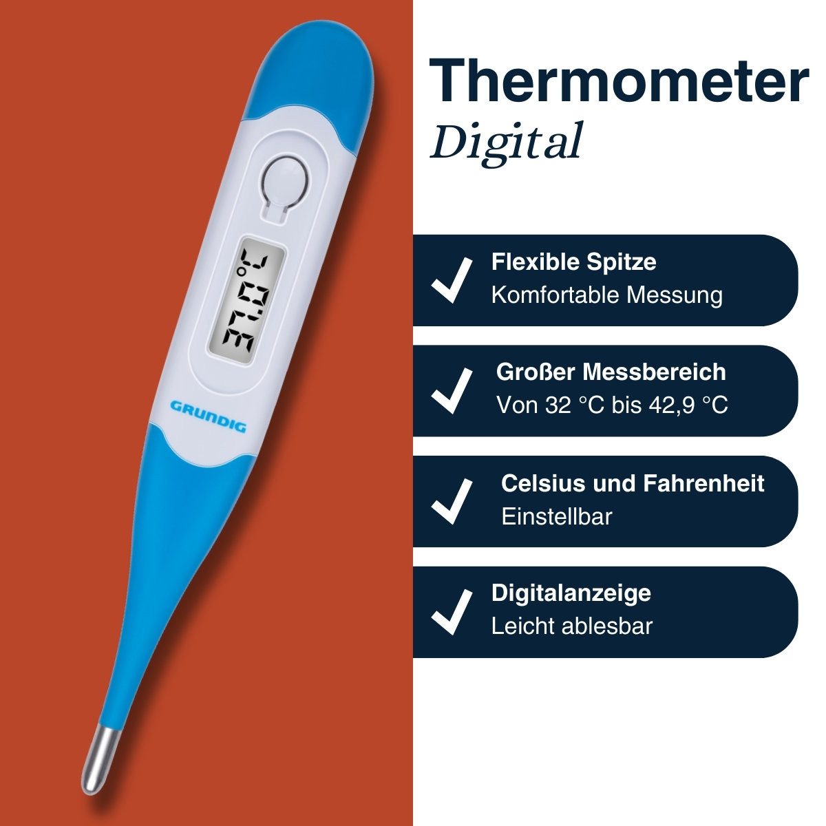 Grundig Fieberthermometer Grundig Digitales Fieberthermometer Flexibel