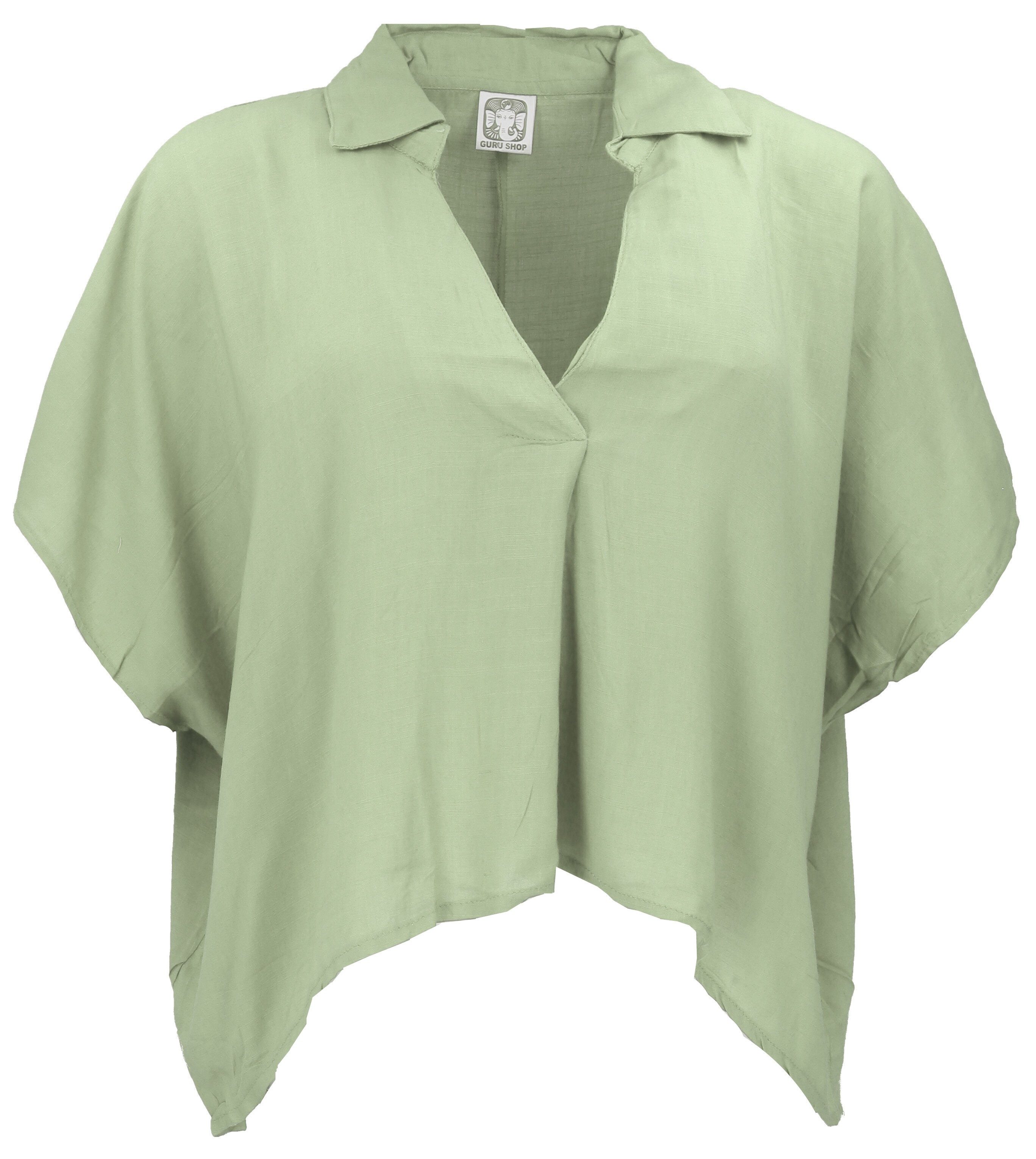 Guru-Shop Longbluse Weites Boho Blusentop mit Fledermausärmeln,.. alternative Bekleidung