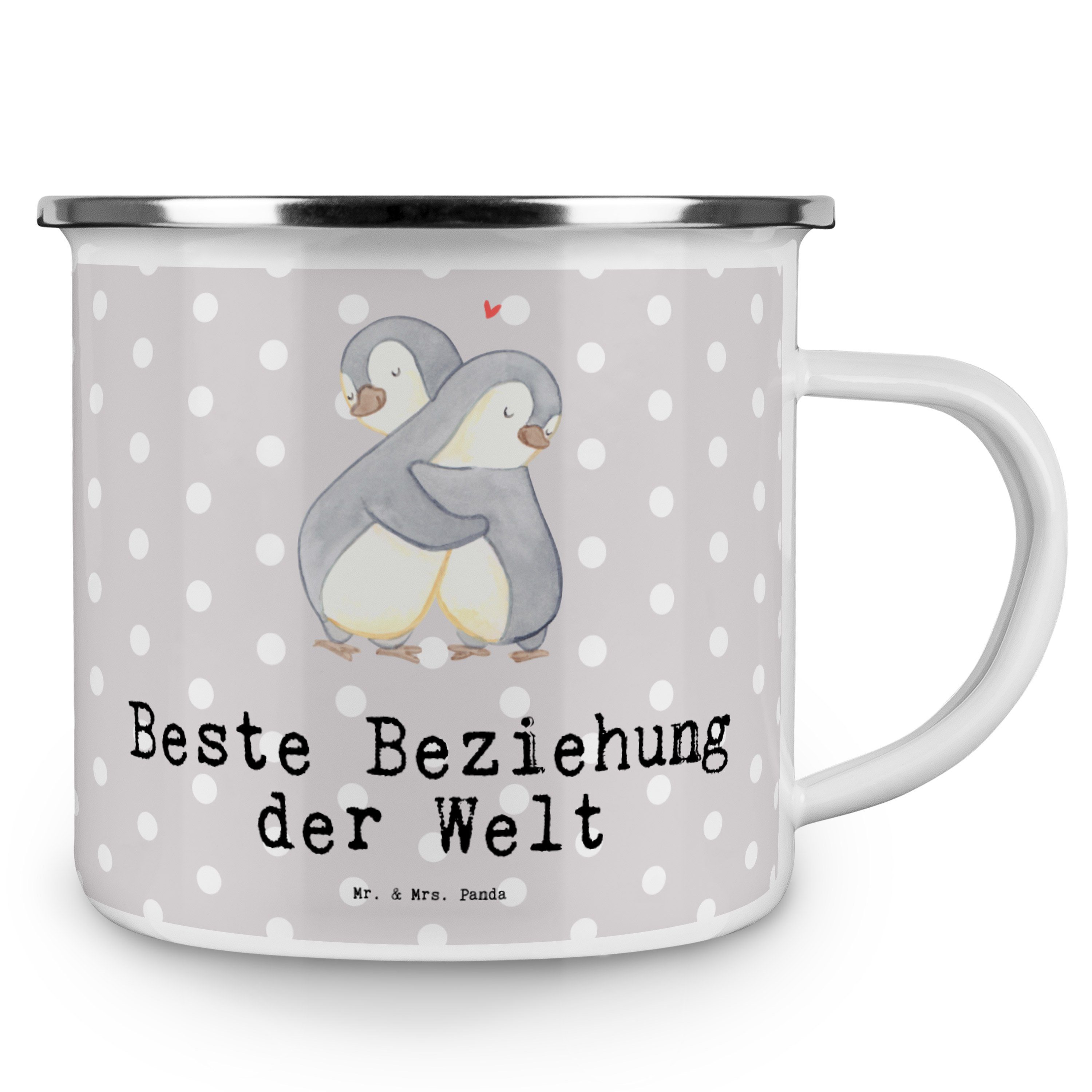 & Mr. Pinguin Welt Panda Pastell - Becher Mrs. Grau Beste Emaille Verlieb, Beziehung der - Geschenk,