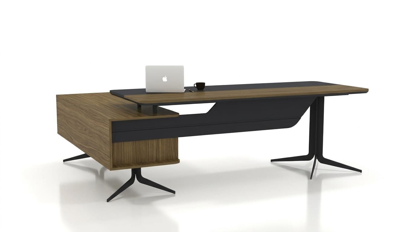 JVmoebel Schreibtisch Modern Schreibtisch Holz Metall Kombination Schwarz Design, Made in Europa