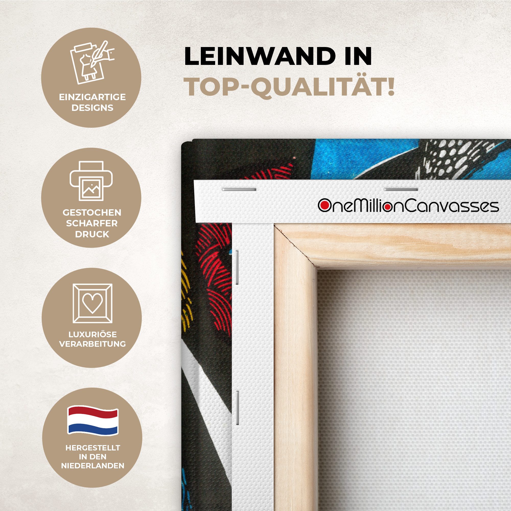 OneMillionCanvasses® Leinwandbild Malerei - Ölfarbenoptik - Kubismus, Fotodruck (1 St), Wandbild, Deko Schlafzimmer Wohnzimmer Flur 20x20 cm