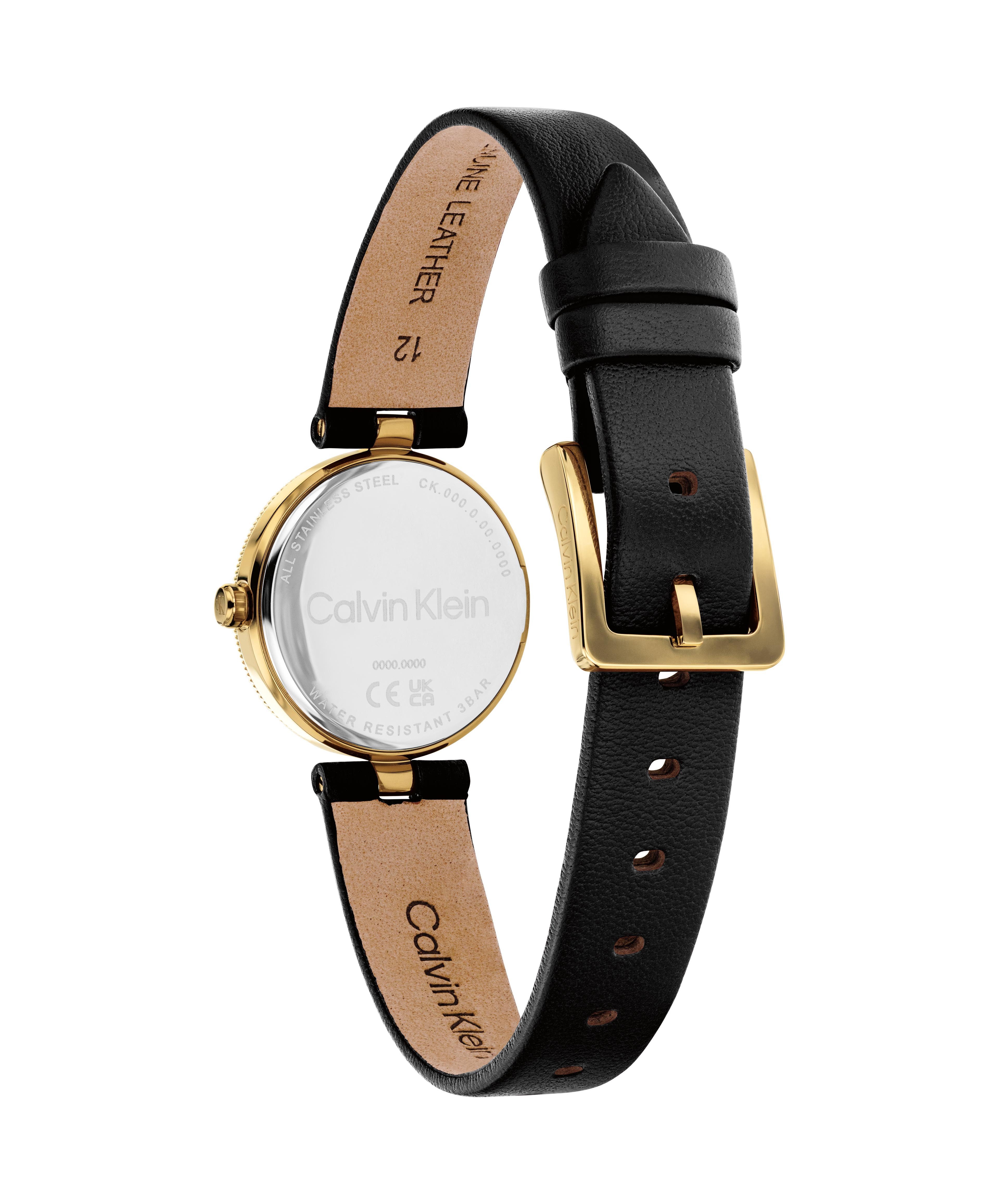 Calvin Klein Quarzuhr GLEAM 25100230, Armbanduhr, Damenuhr, Lederarmband, analog