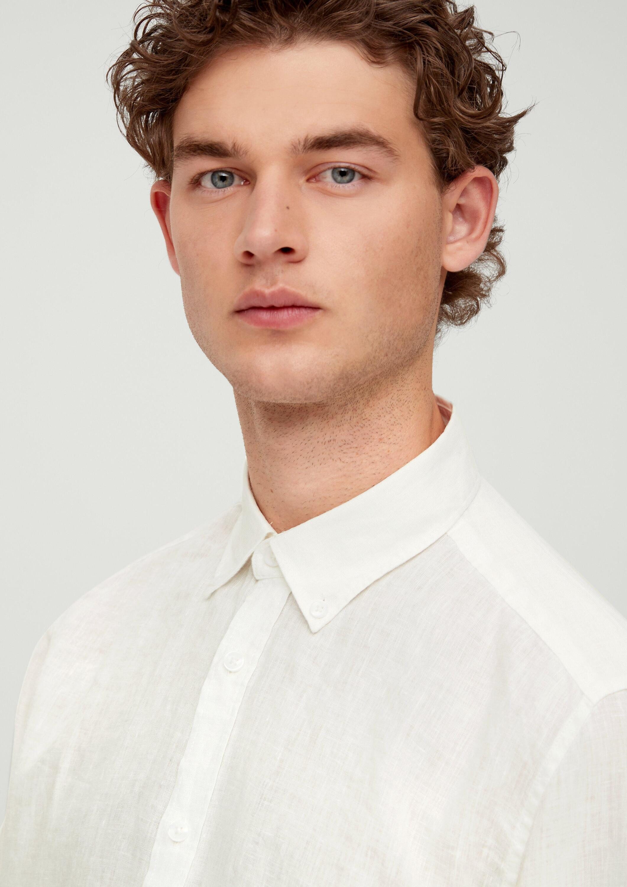 s.Oliver Langarmhemd Hemd Leinenhemd mit Button-Down-Kragen