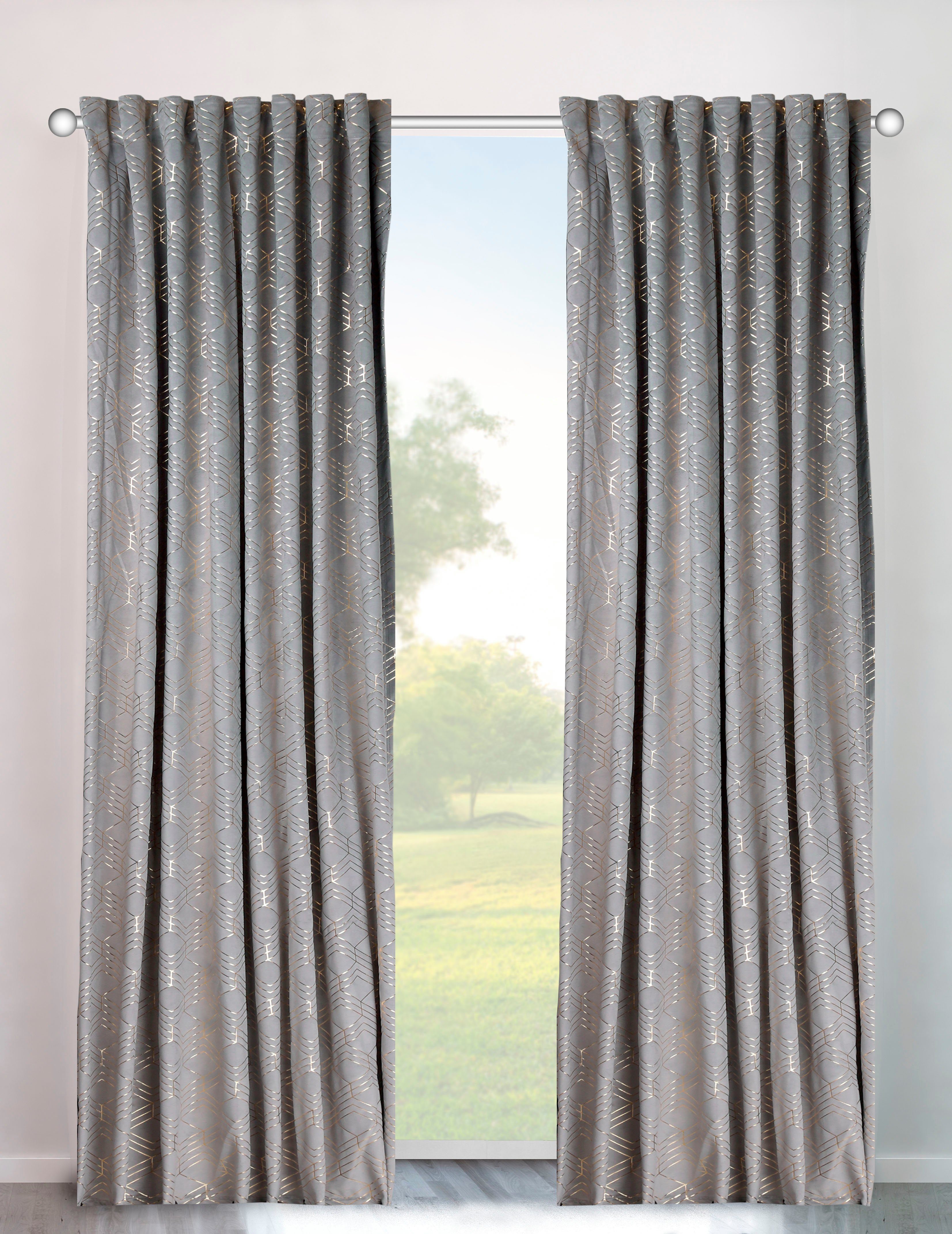 my home Vorhang Velvet Foil (2 St), Multifunktionsband, blickdicht, Samt günstig online kaufen