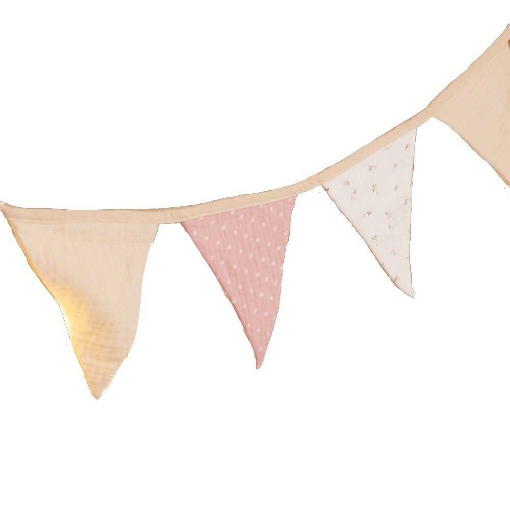 HOME DELUXE Wimpelkette Musselin LINDO 210 x 13,5 cm, 100% Baumwolle, Deko-Girlande für Kinderzimmer