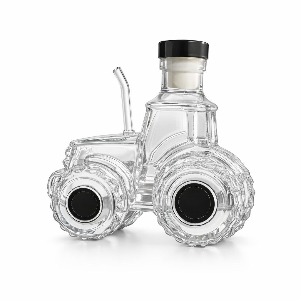 Deggelbam Karaffe Bulldog Traktor Glaskaraffe Förster & Bauer, (Whisky-/Schnapskaraffe, 300ml Fassungsvermögen), Geschenk für Männer, Handwerker & Landwirte – Männergeschenk!