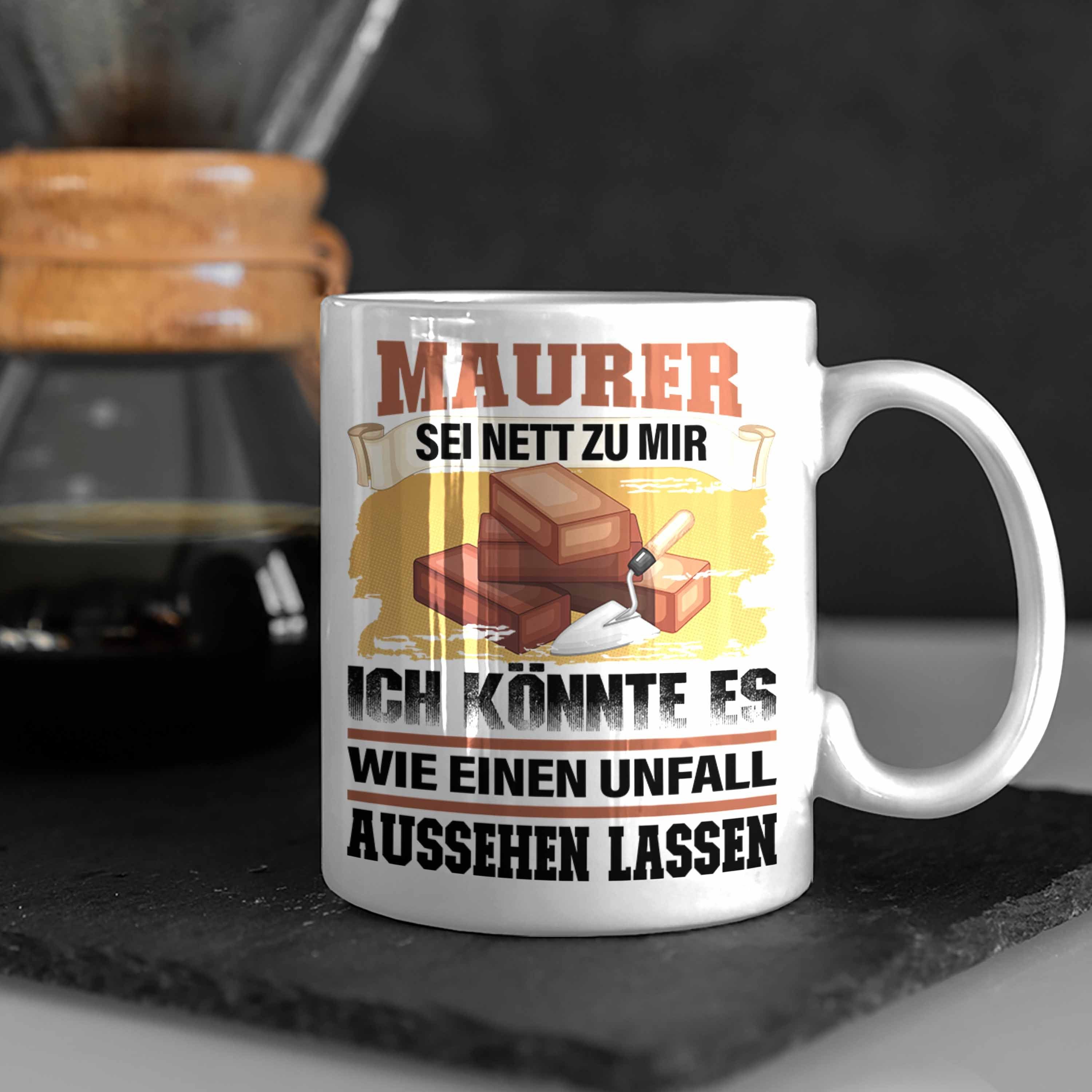 Weiss Tasse Lustiger Geschenk - Maurer Trendation Maurer-Meister Spruch Gesc Trendation Tasse