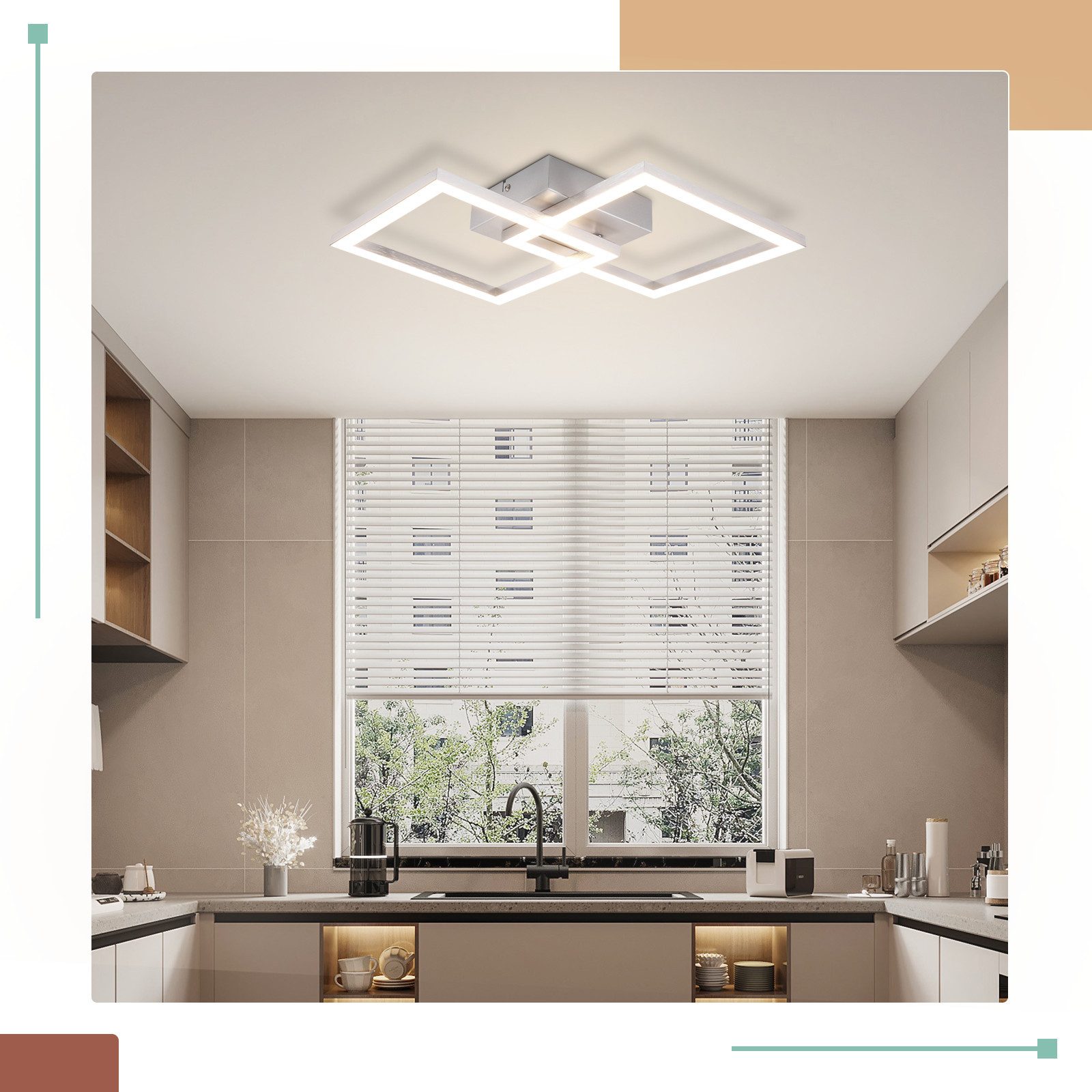 ZMH LED Deckenleuchte Whonzimmer Modern 2 Flammig 24W Deckenlampe Schlafzim günstig online kaufen