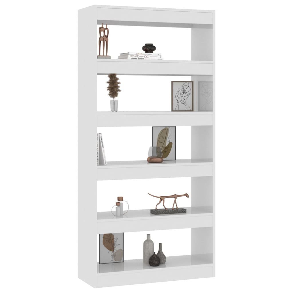 furnicato Bücherregal 80x30x166cm Hochglanz-Weiß Holzwerkstoff Bücherregal/Raumteiler