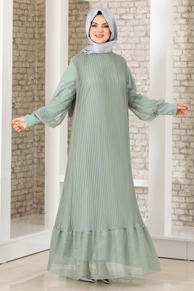 fashionshowcase Abendkleid Maxikleid mit Faltendetail – Abaya Hijab Mode Mo günstig online kaufen